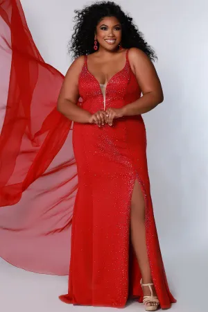 Johnathan Kayne Sydney's Closet JK2218 Red Size 14 Evening Gown with Cape Plus Size