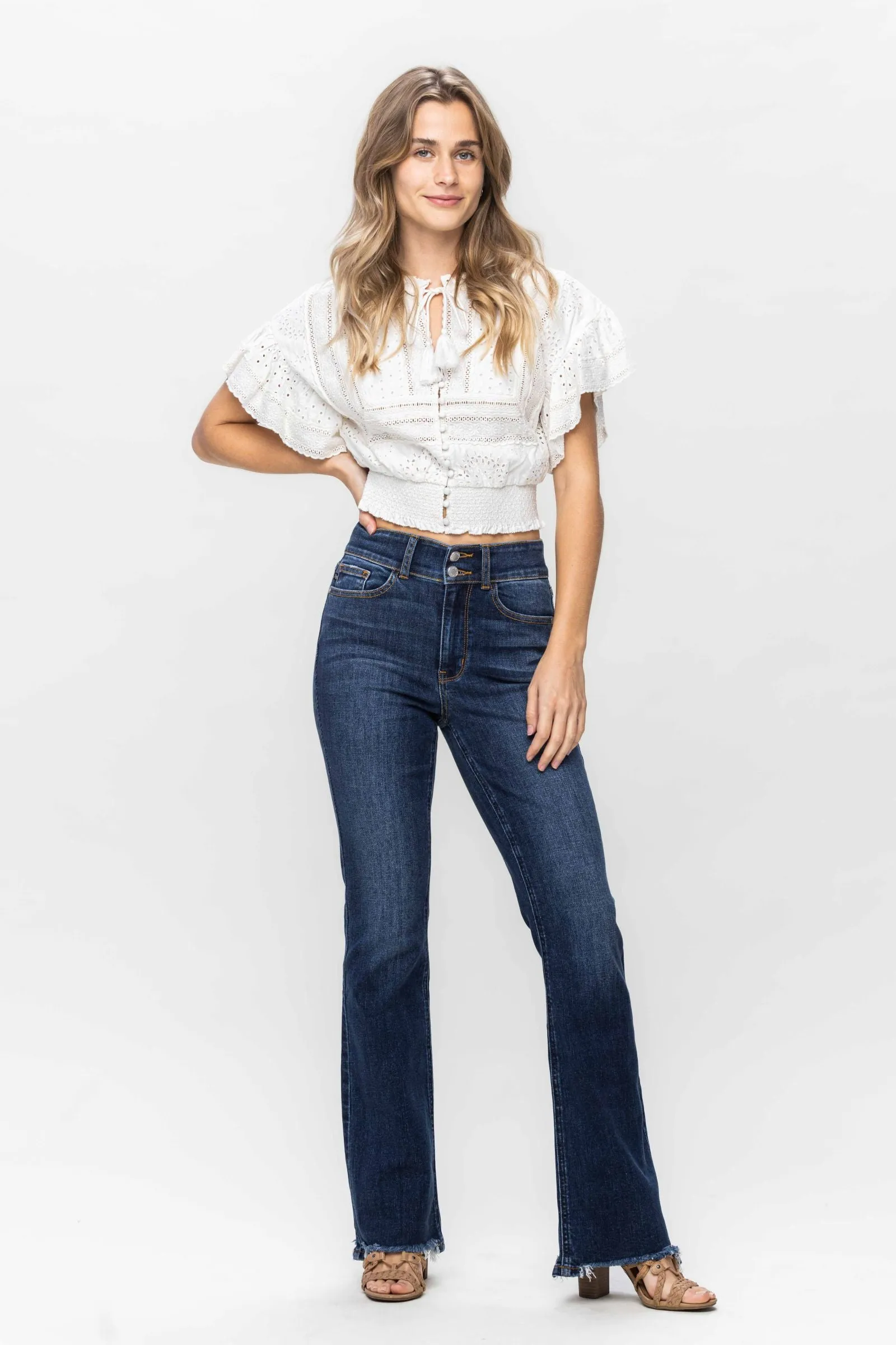 Judy Blue Vintage Frayed Hem Bootcut Jeans