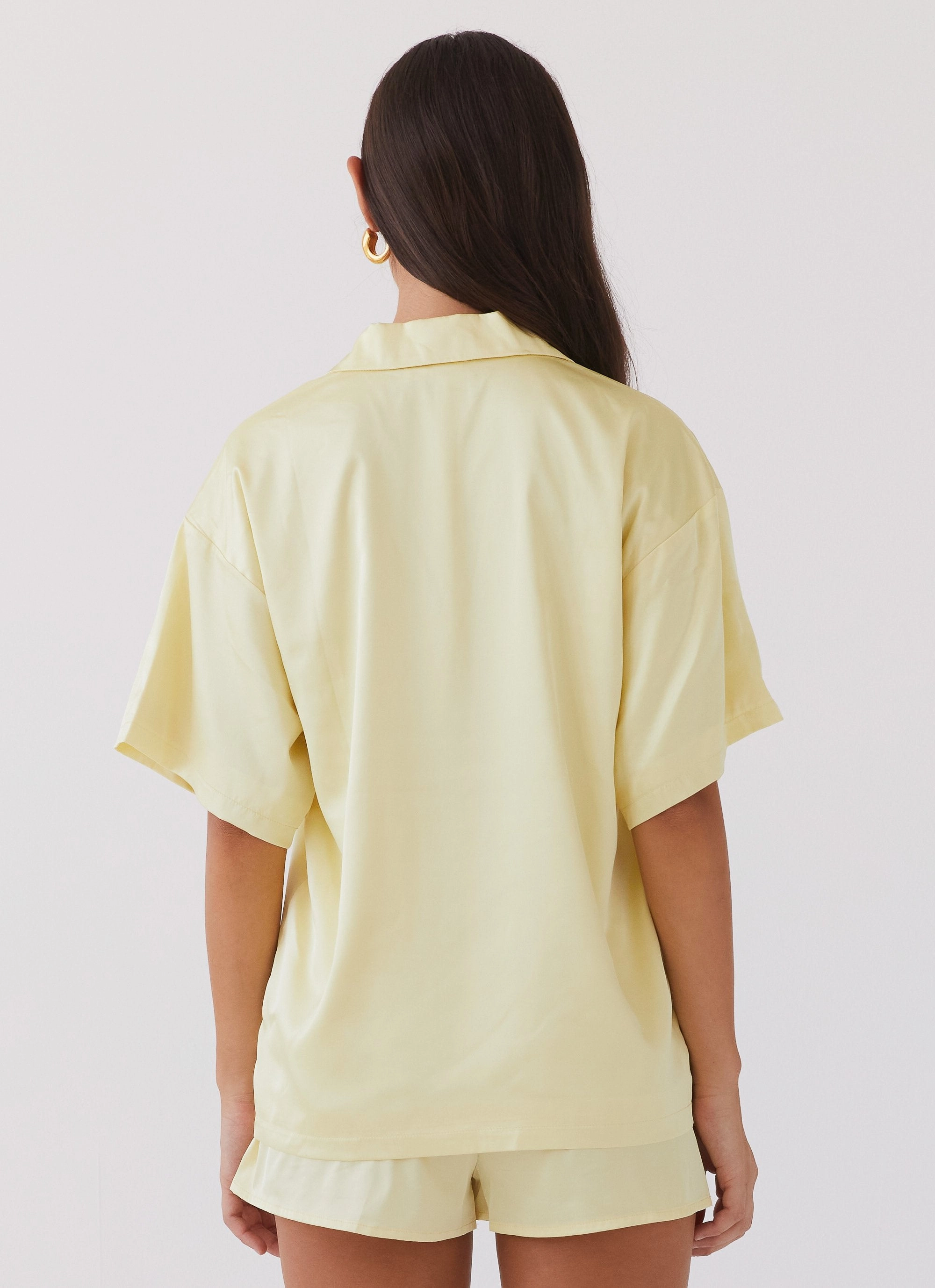 Anti Pill Fabric Tech Flex Fit Design Julia Satin Oversized Shirt - Lemon