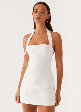 Julianna Linen Mini Dress - White Slim Shape Fresh Glow Julianna Linen Mini Dress - White