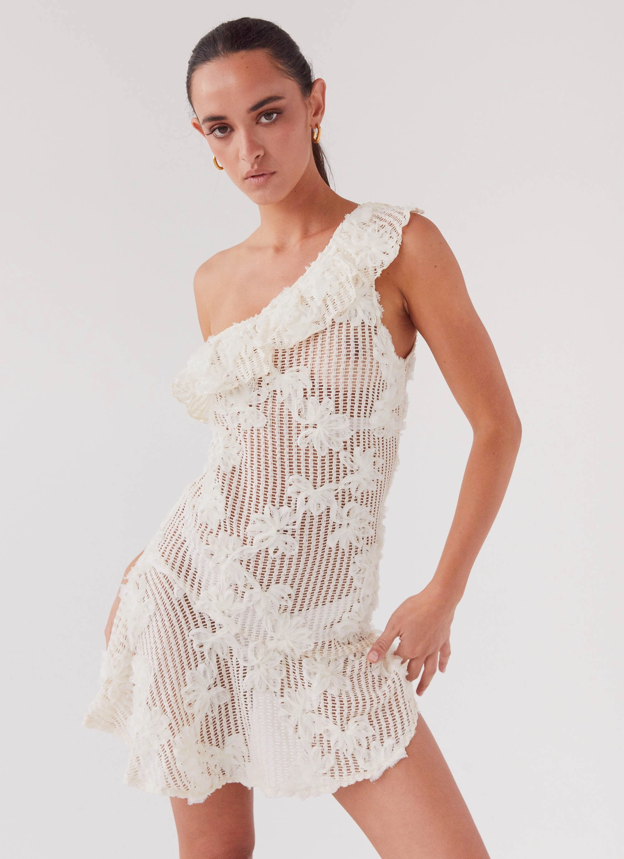 Juliette Embroidered Mini Dress - Ivory Tea Chic Statement City Mood