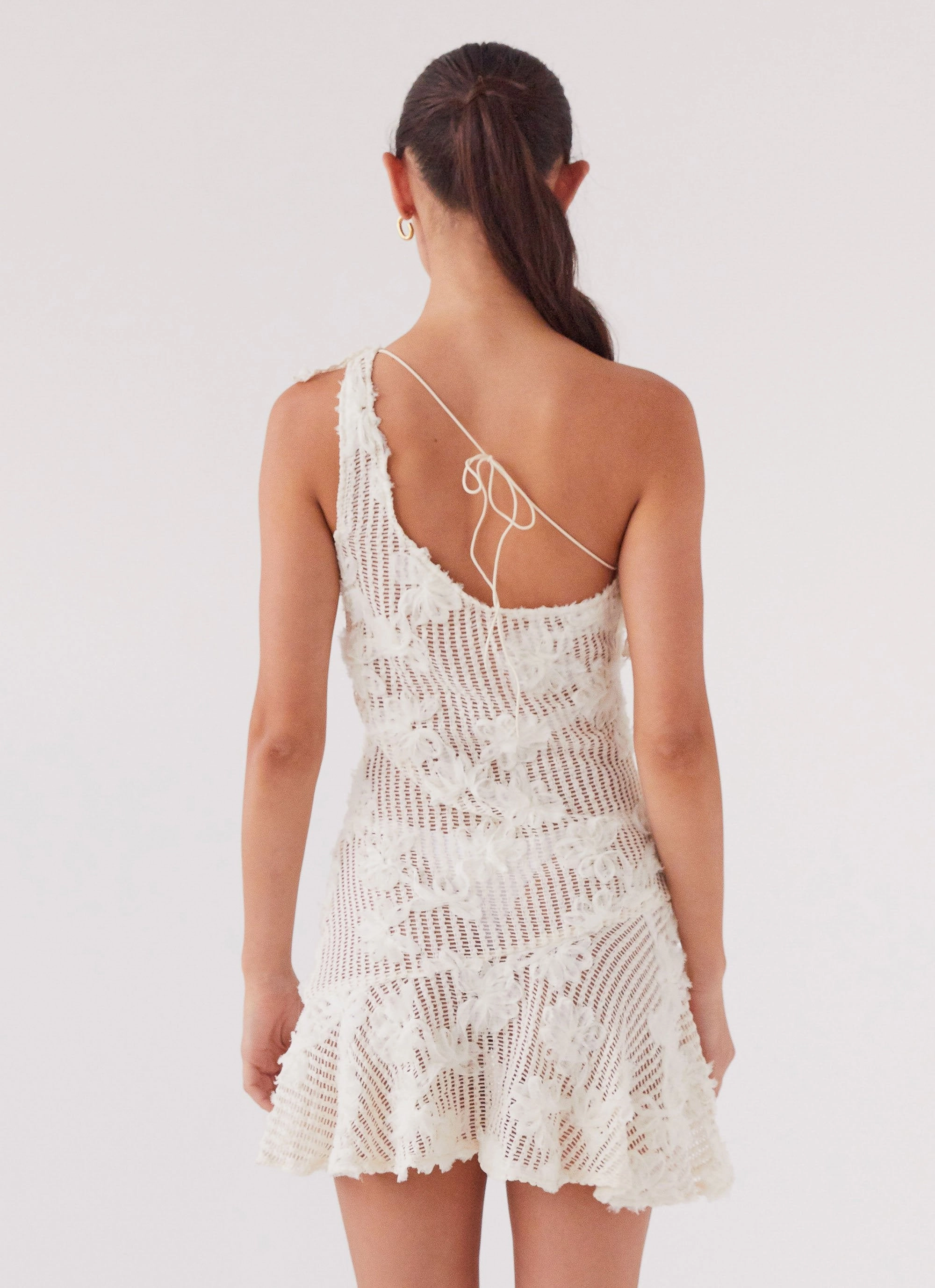 Juliette Embroidered Mini Dress - Ivory Tea Classic Fit Natural Aesthetic