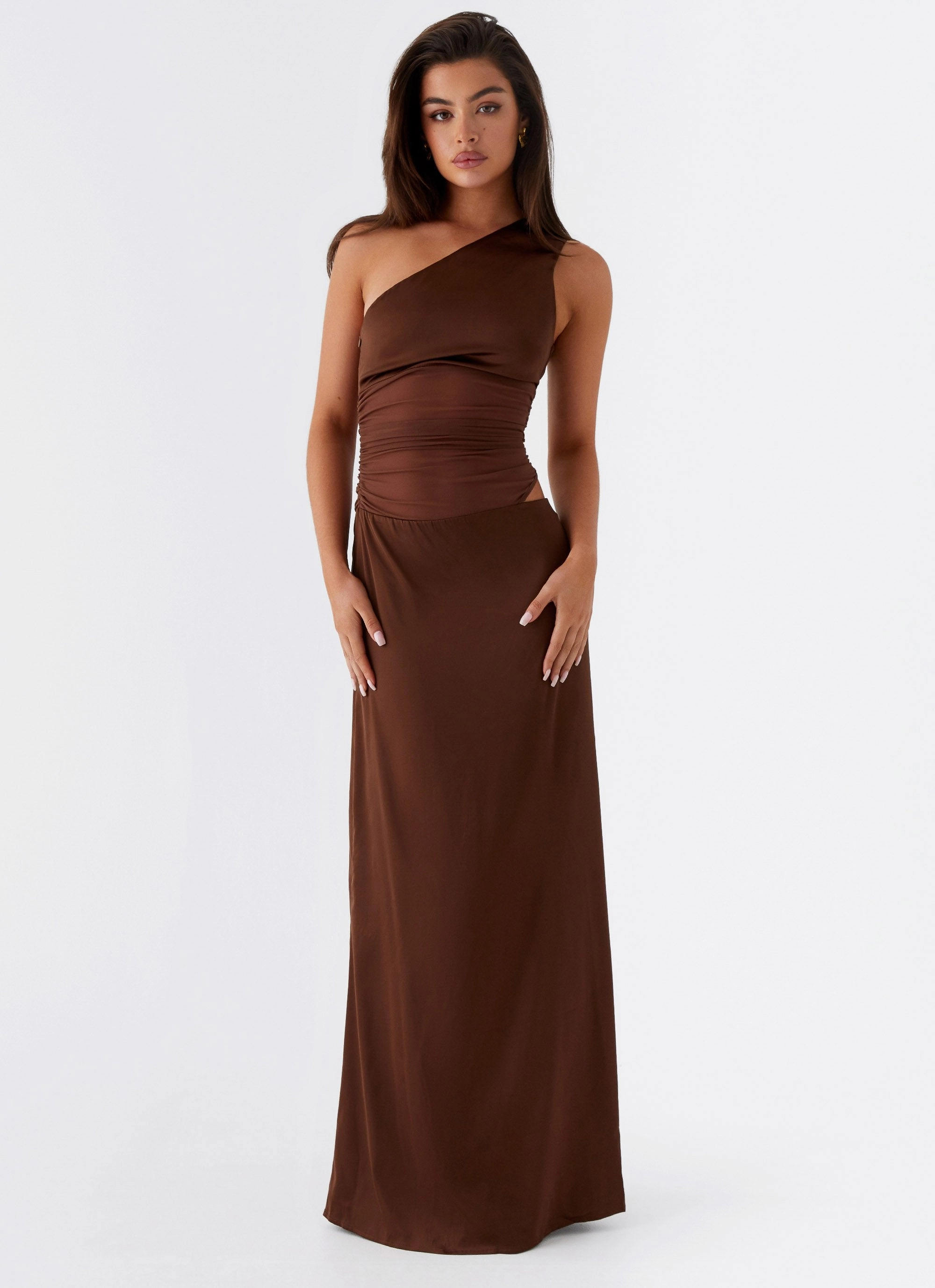 Juliette Maxi Dress - Chocolate Modern and Feminine Romantic date dress