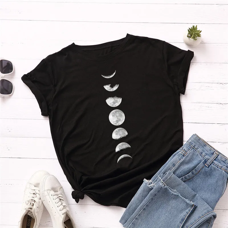 'Just a Phase'  Black Moon Phase T-Shirt