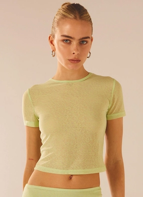 Just Like Magic Mesh Tee - Lime ThermalBarrierTech Just Like Magic Mesh Tee - Lime All Day Layering SeamlessShoulderPanels