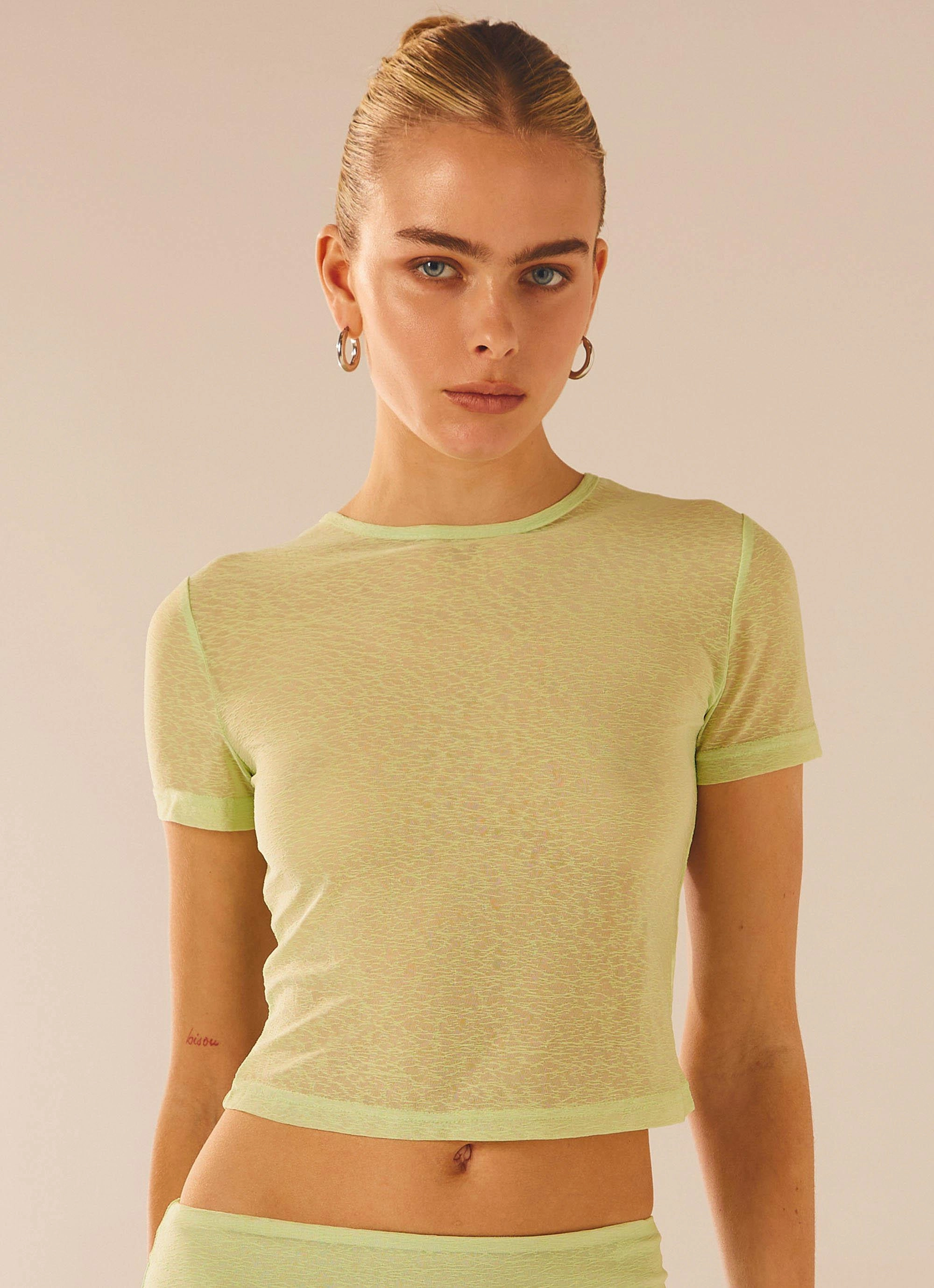 Just Like Magic Mesh Tee - Lime All Day Layering SeamlessShoulderPanels