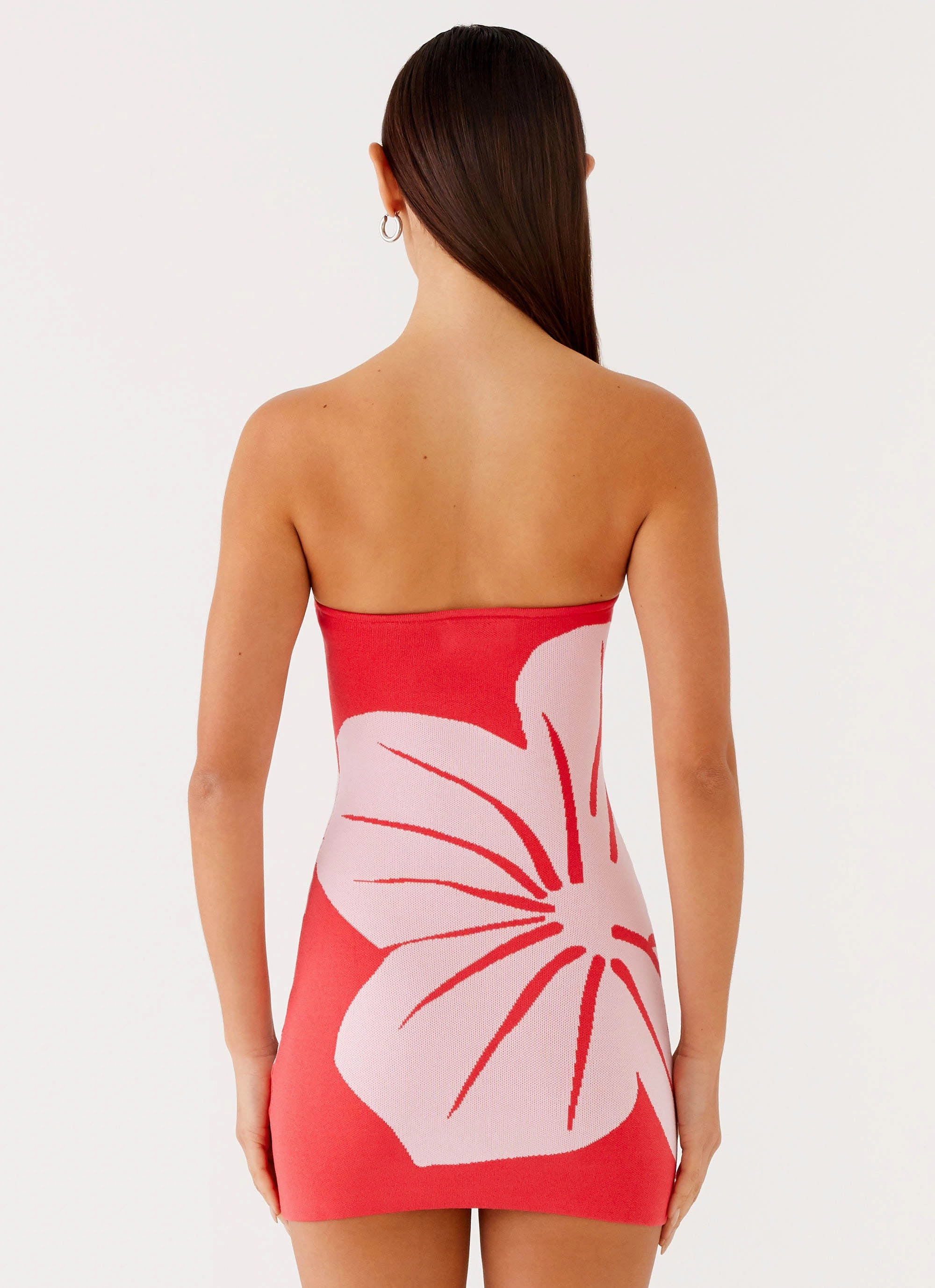 Trend Smart Kader Strapless Knit Mini Dress - Red Floral