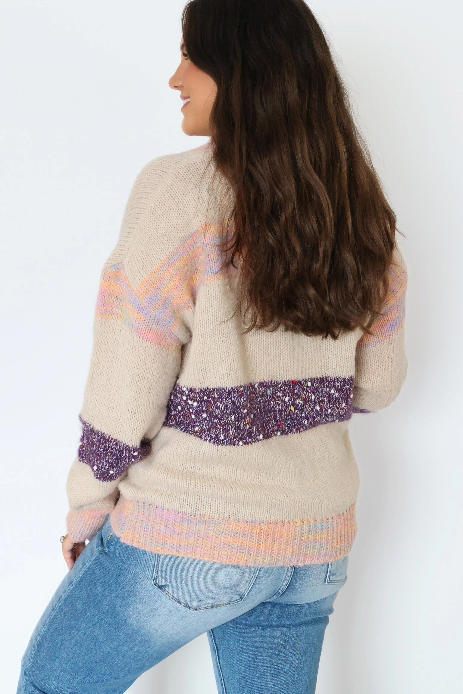 Kai Sweater/ Beige Multi (FINAL SALE) Airflow Weave Pattern