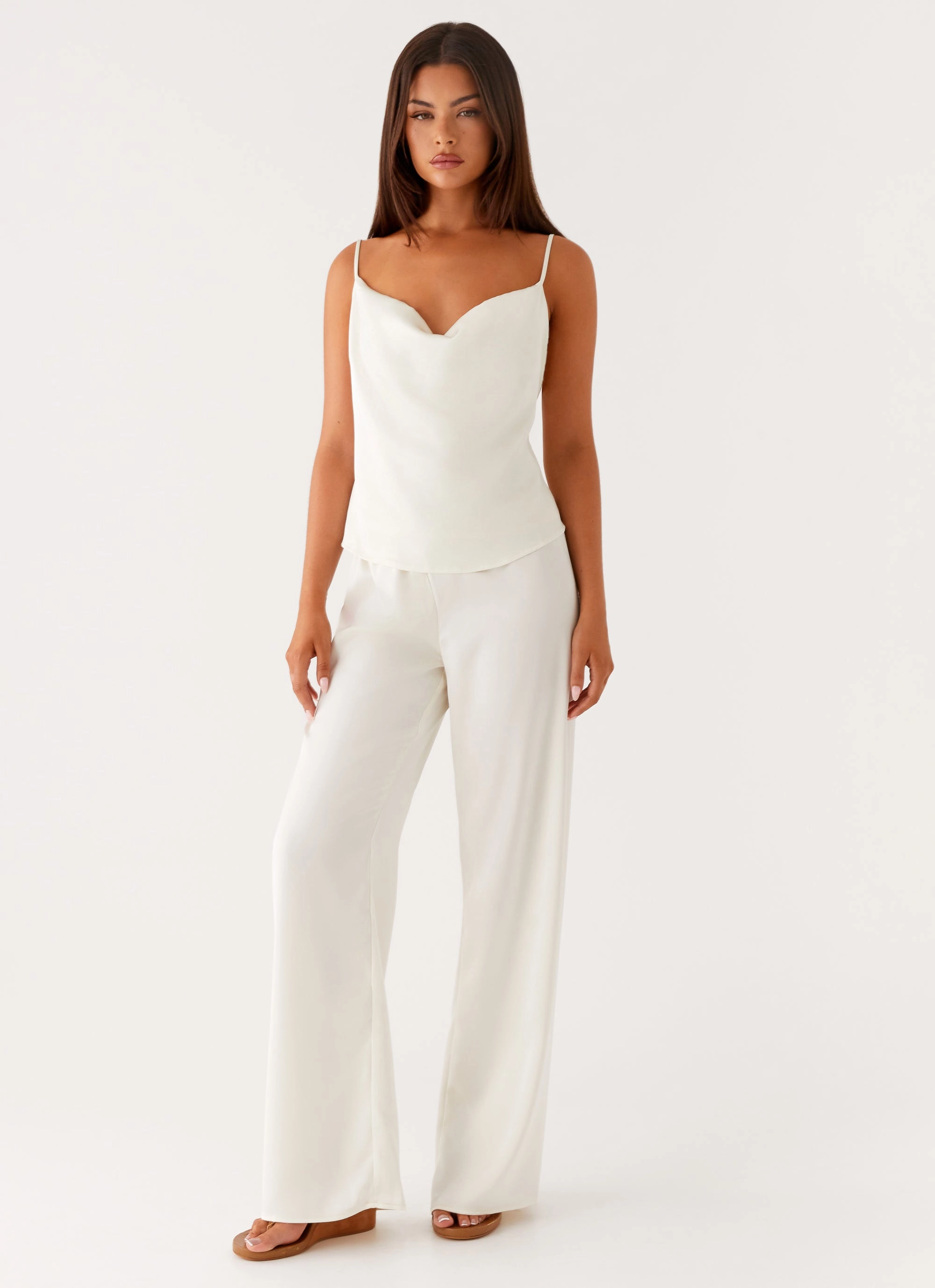 RecycledPolyester Odor control Kaia Cowl Neck Top - Butter