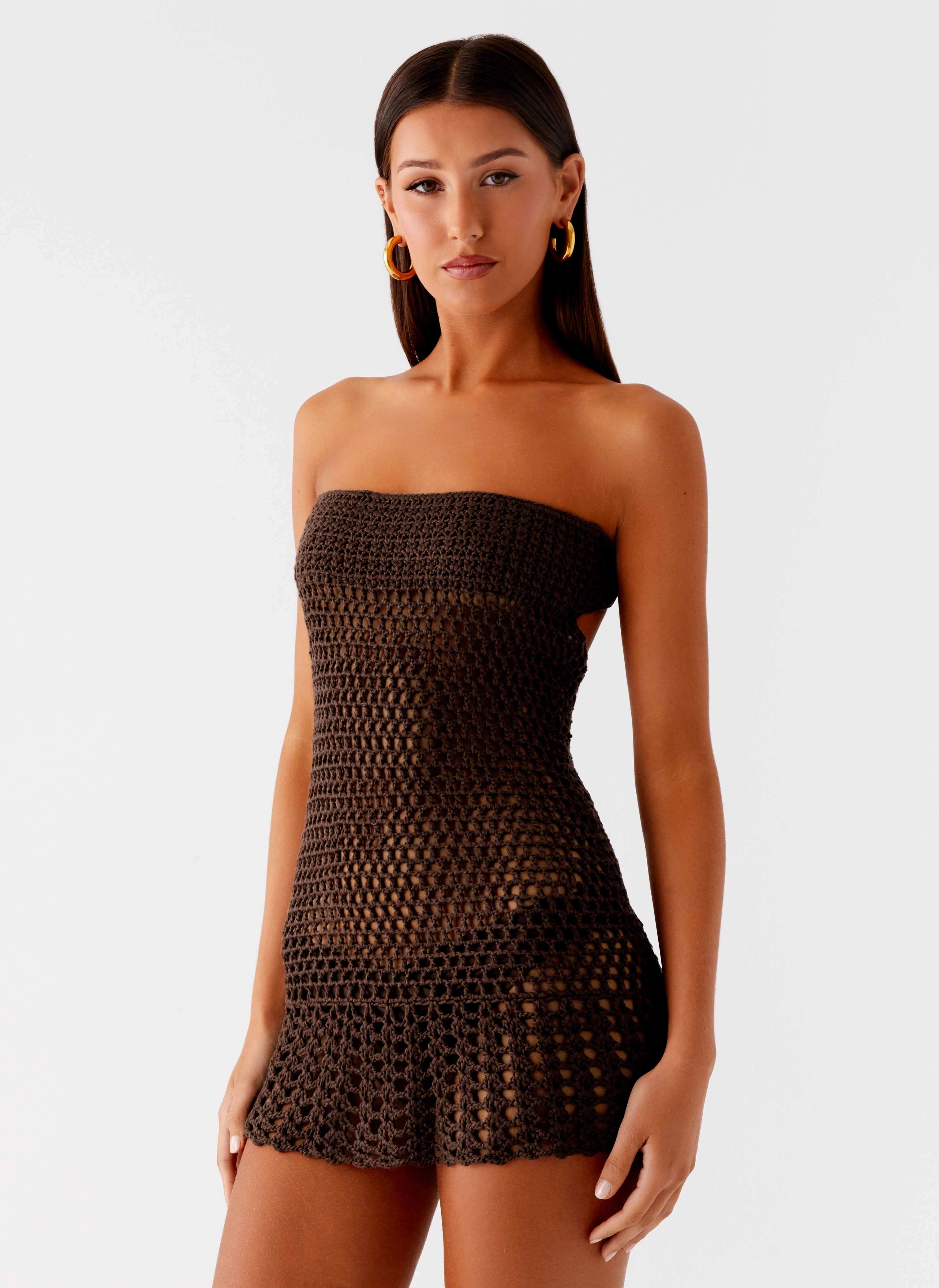 Kaiane Strapless Crochet Mini Dress - Chocolate Sharp Finish Smart Piece