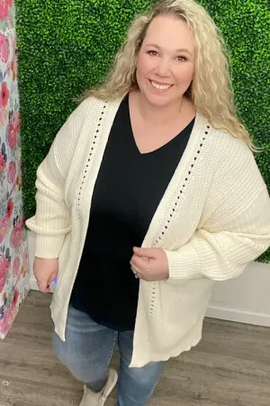 Kaitlyn - Eyelet Cardigan - Oatmeal