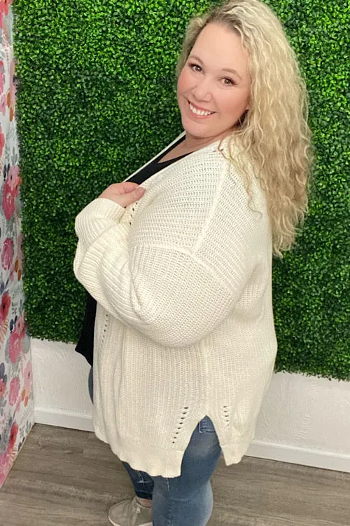 Kaitlyn - Eyelet Cardigan - Oatmeal
