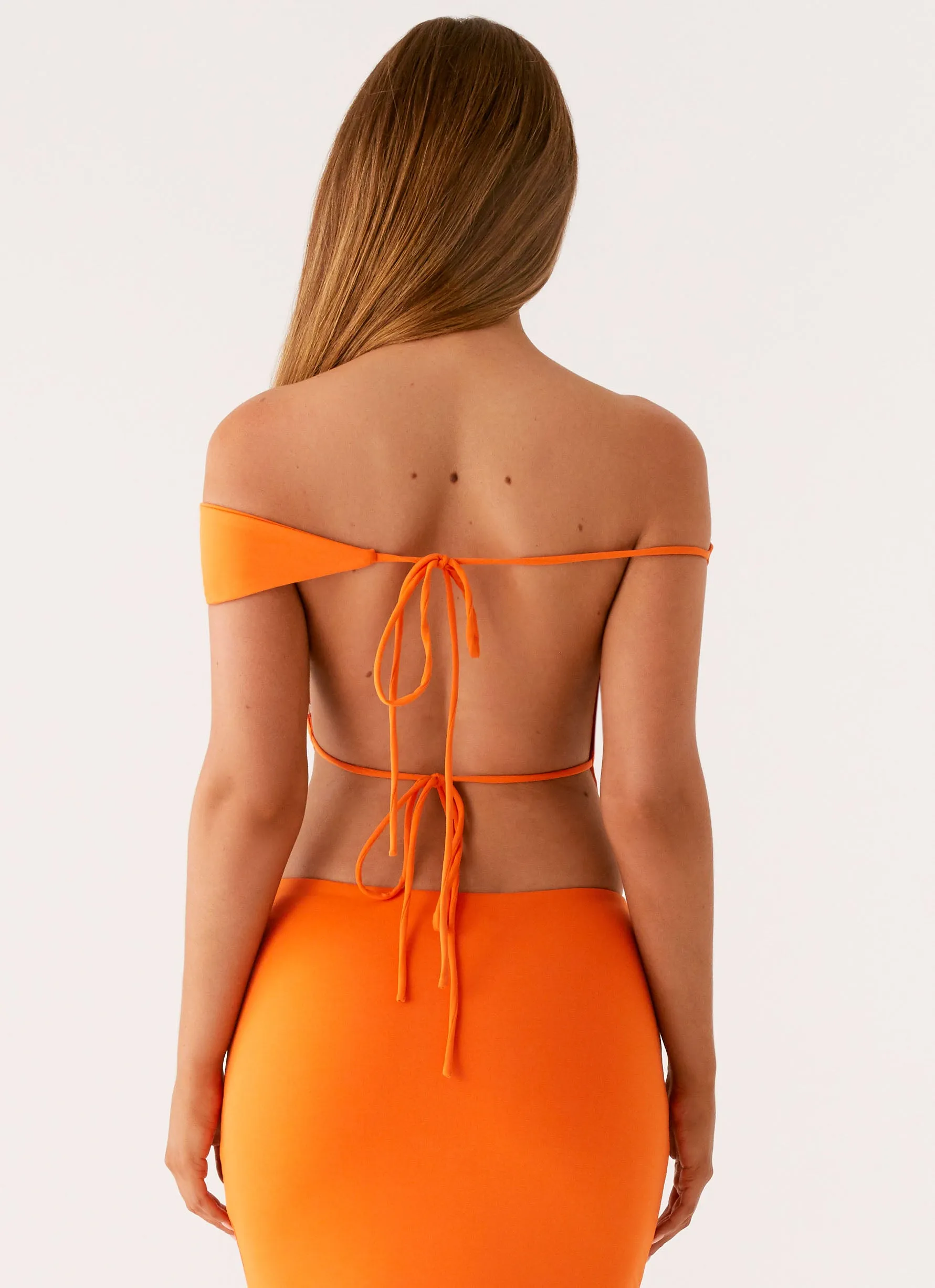 Kamara Off Shoulder Top - Orange FrenchTerry