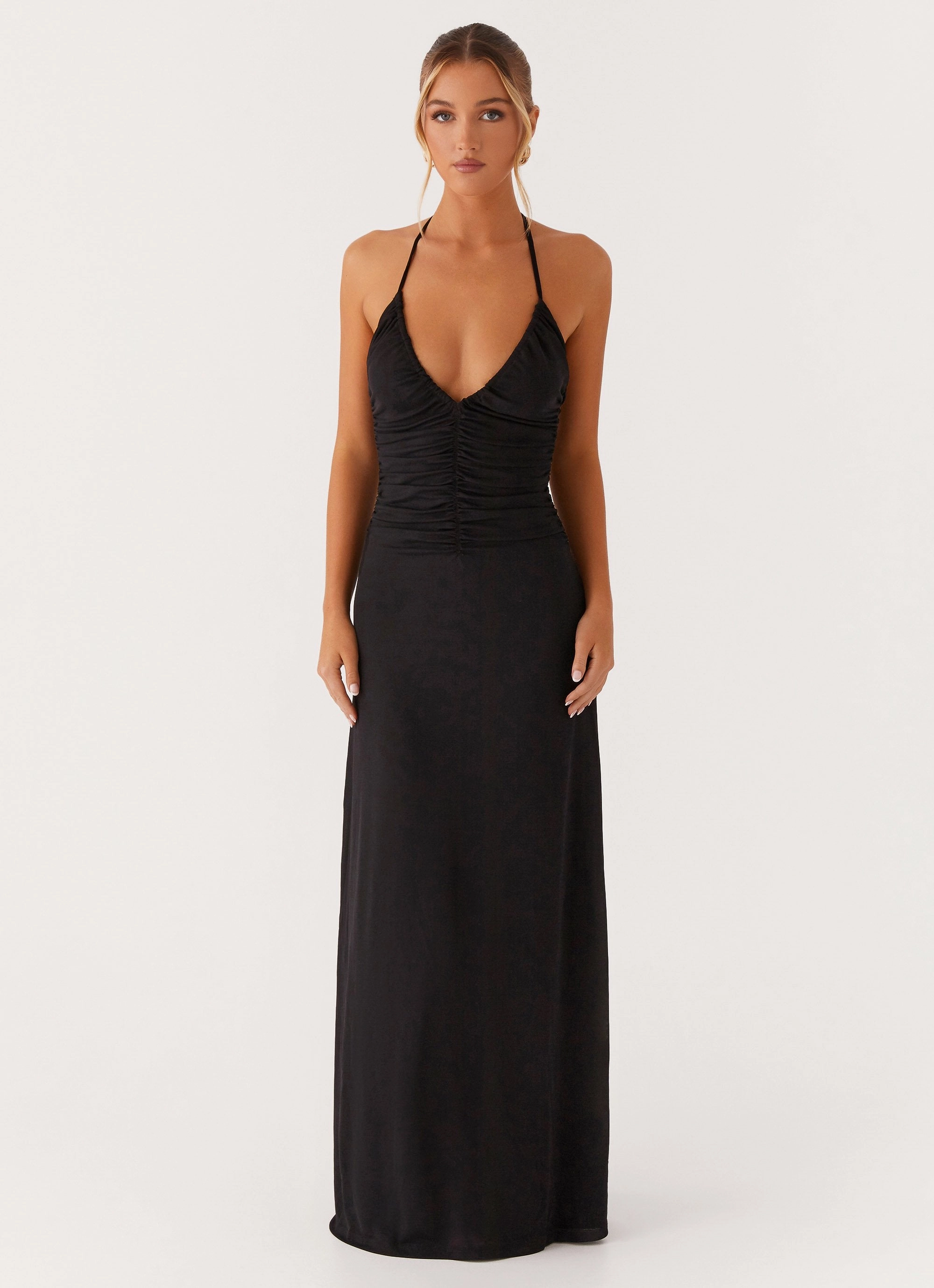 Kansas Maxi Dress - Black Fluid Fabric