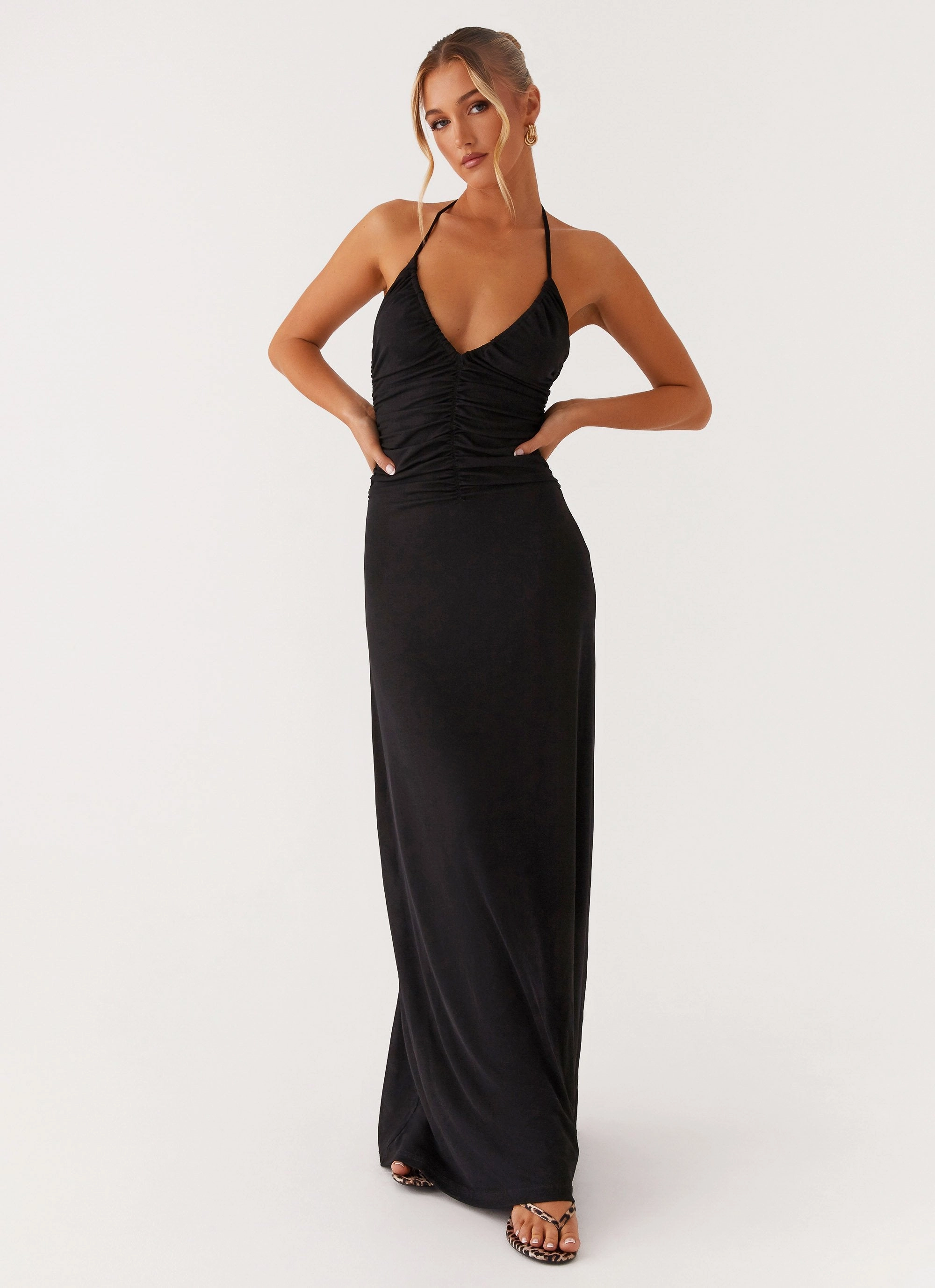 Kansas Maxi Dress - Black Fall Mood Bare Arm