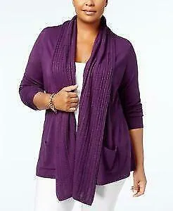 Karen Scott Plus Size Luxsoft Ruffled Cardigan