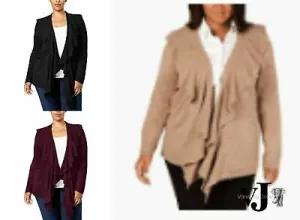 Karen Scott Plus Size Luxsoft Ruffled Cardigan