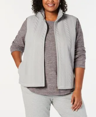 Karen Scott Plus Size Sherpa-Collar Vest Grey 3X