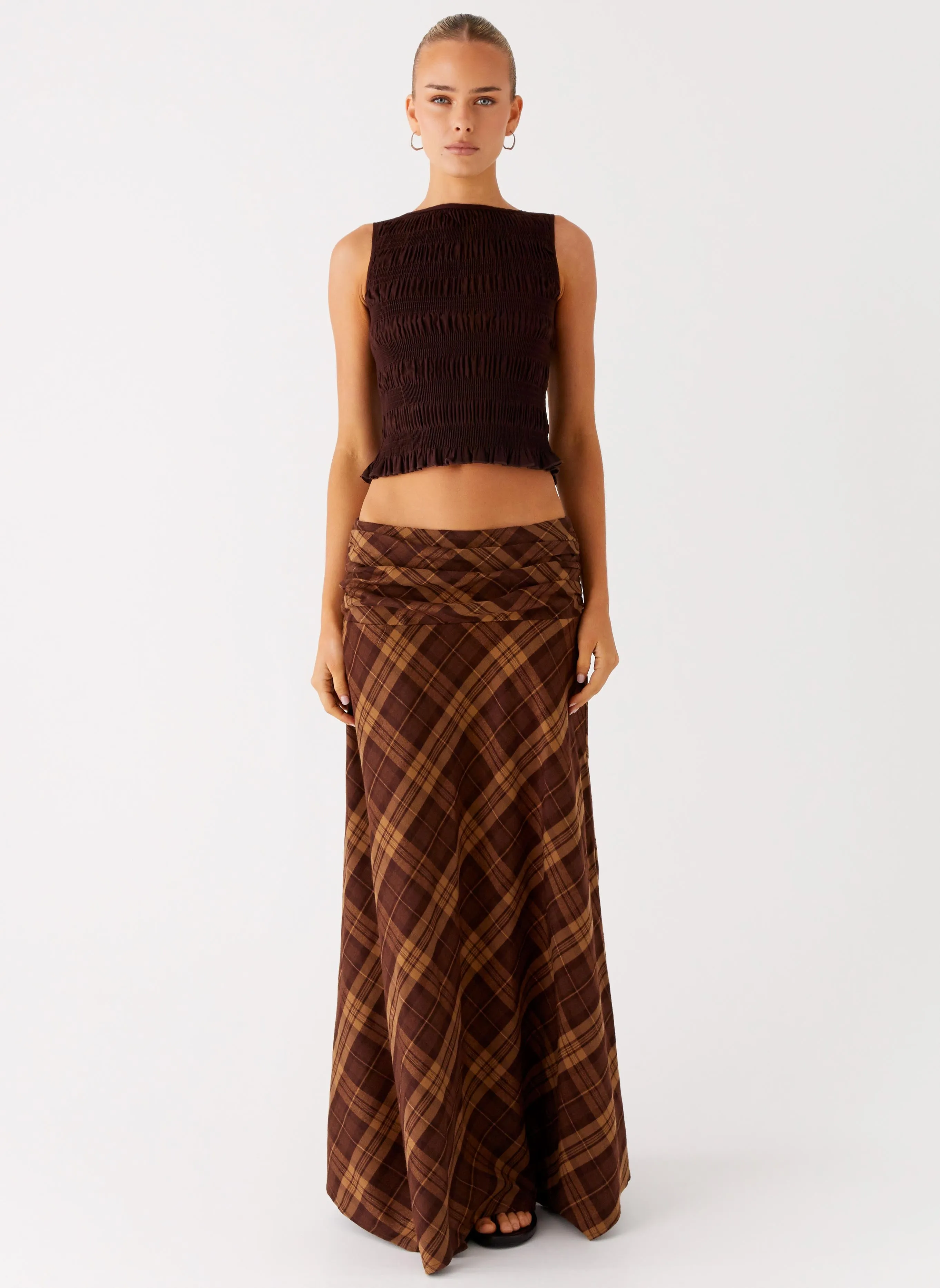 Transitional Wear Soft Mood Karolina Maxi Skirt - Plaid