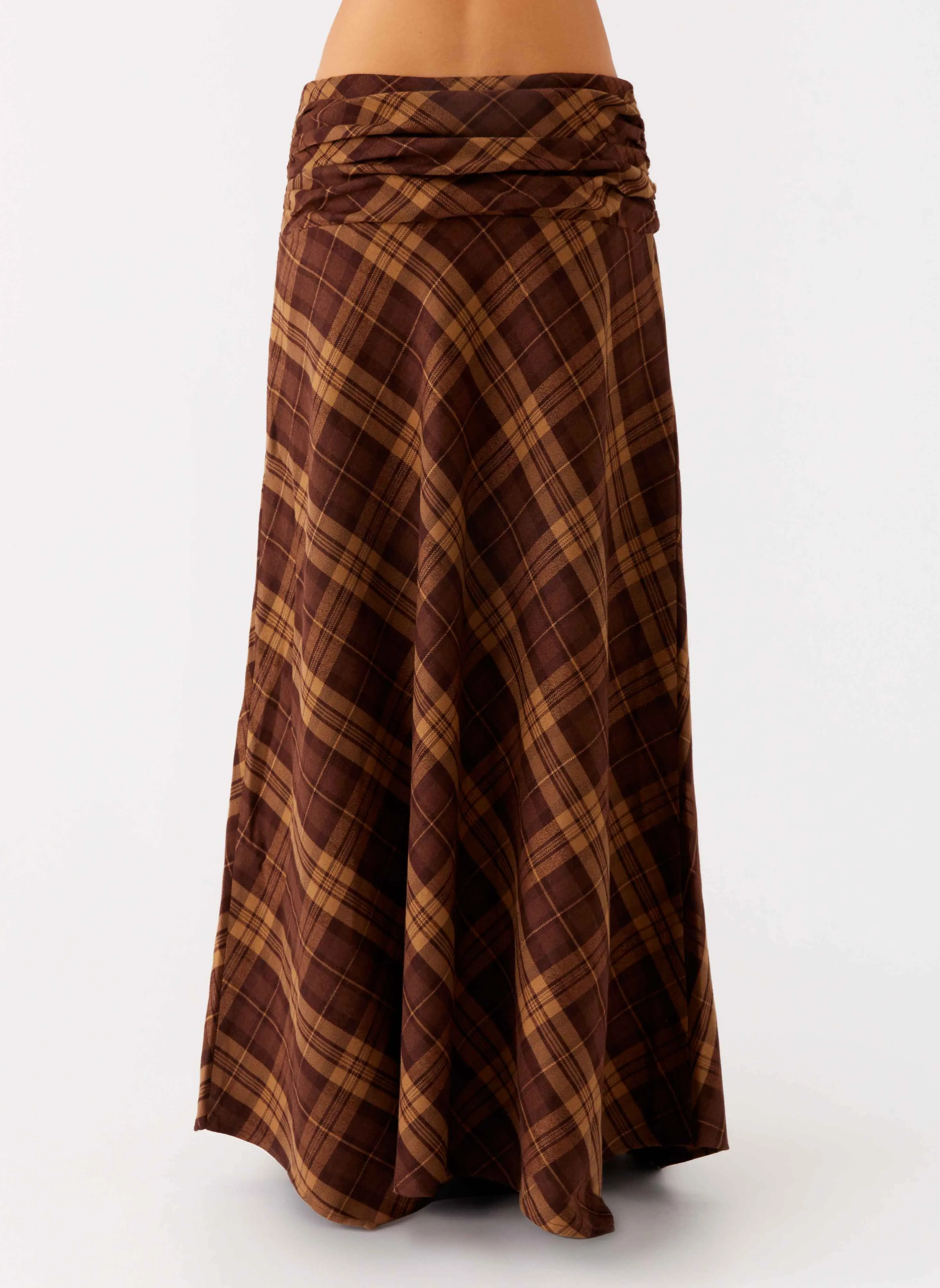 Karolina Maxi Skirt - Plaid Relaxed Feel Outfit Essence
