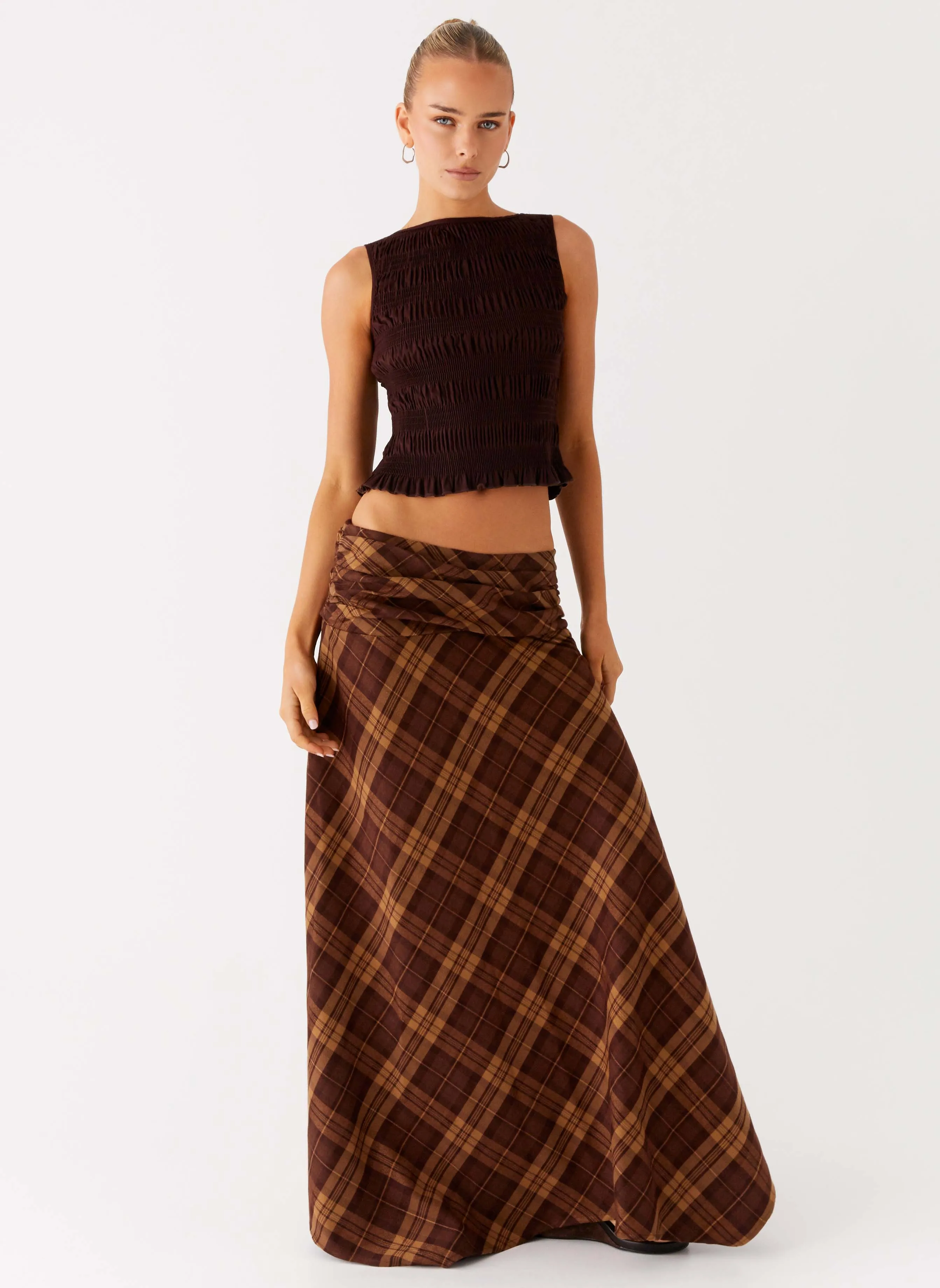 Style Essential Karolina Maxi Skirt - Plaid