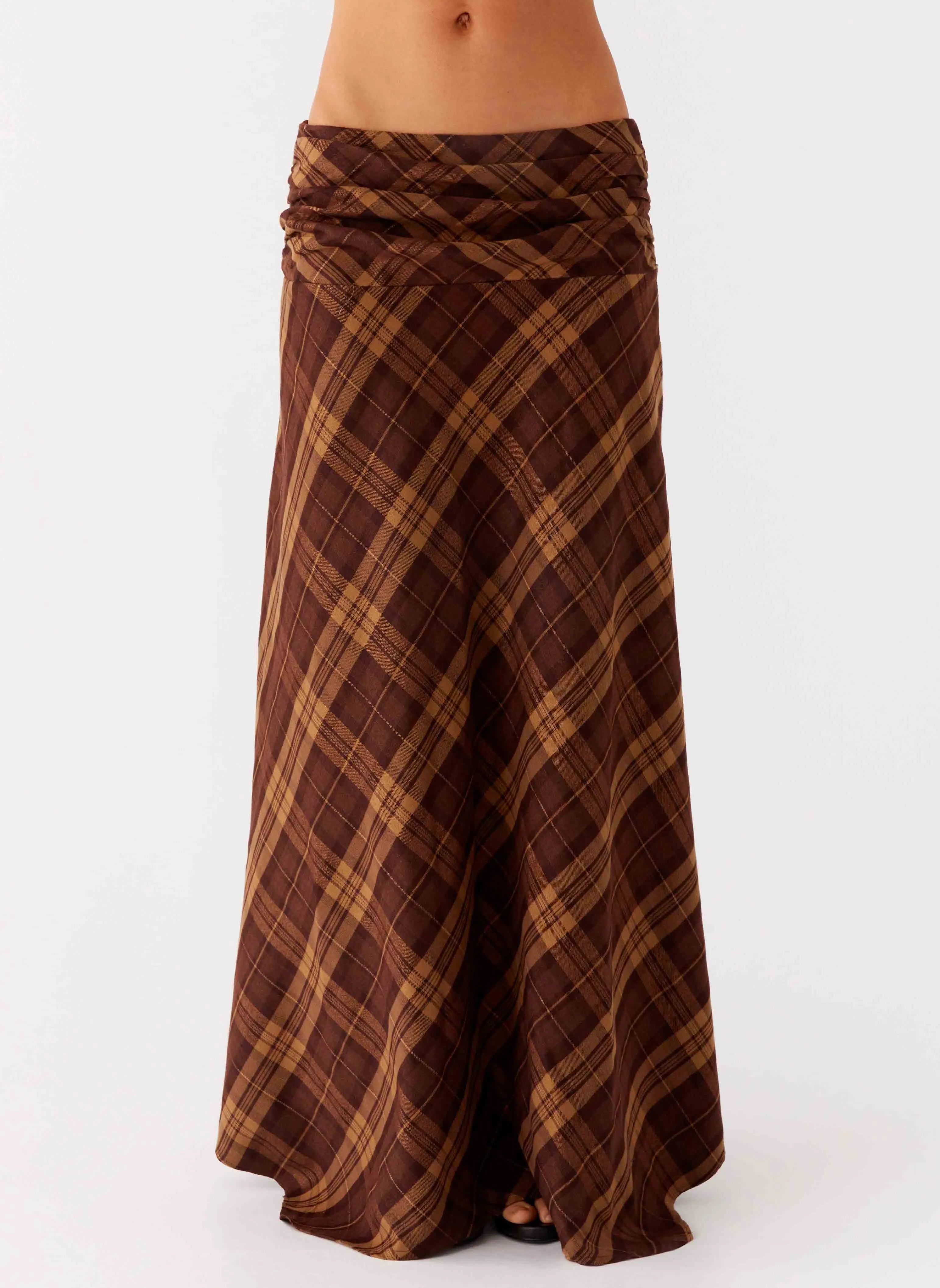 Karolina Maxi Skirt - Plaid Crisscross Back Red Carpet Look