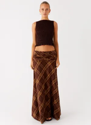 Karolina Maxi Skirt - Plaid A Line Cut Transitional Wear Soft Mood Karolina Maxi Skirt - Plaid