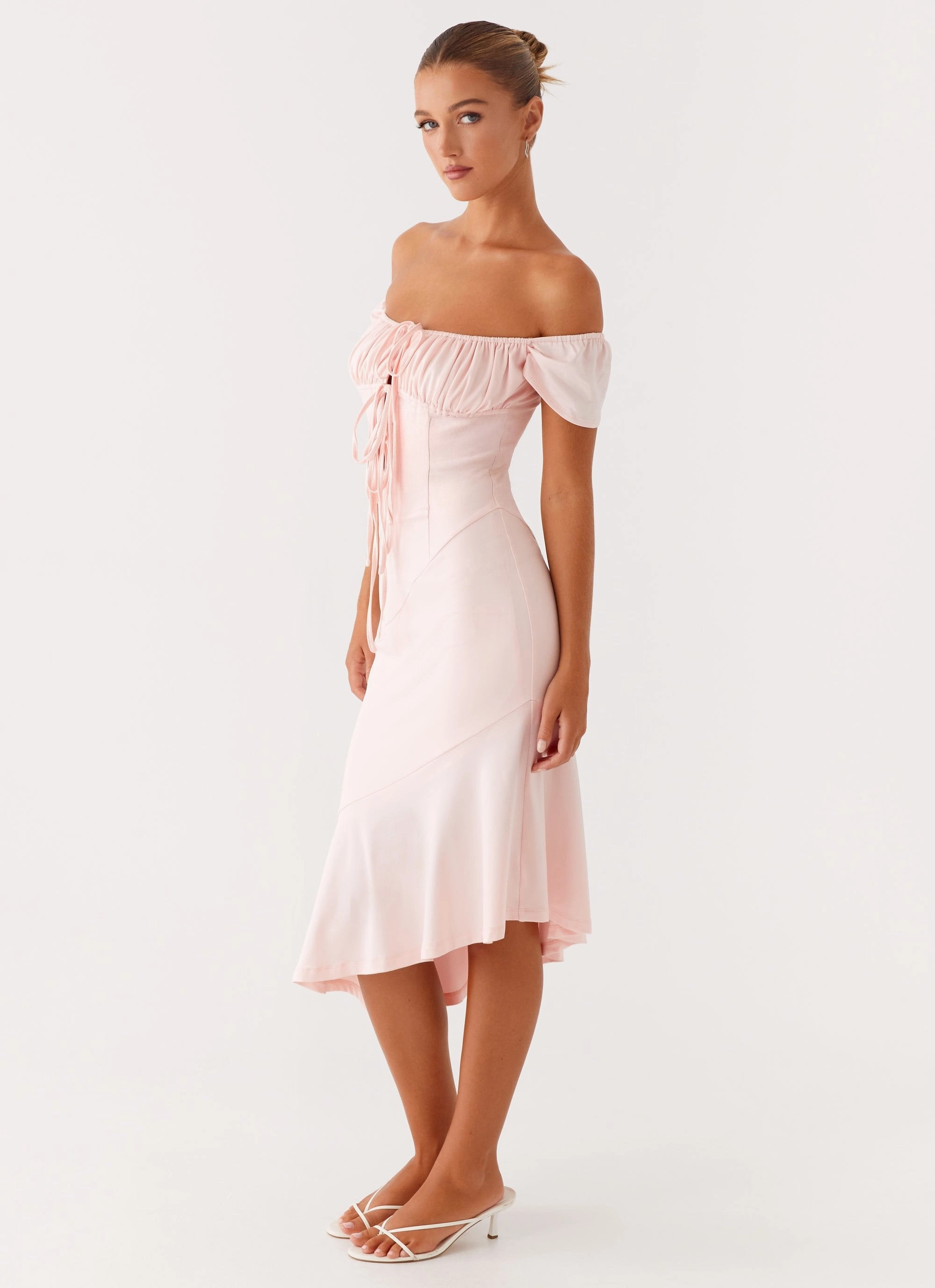 Silky Drape Katherine Midi Dress - Pink