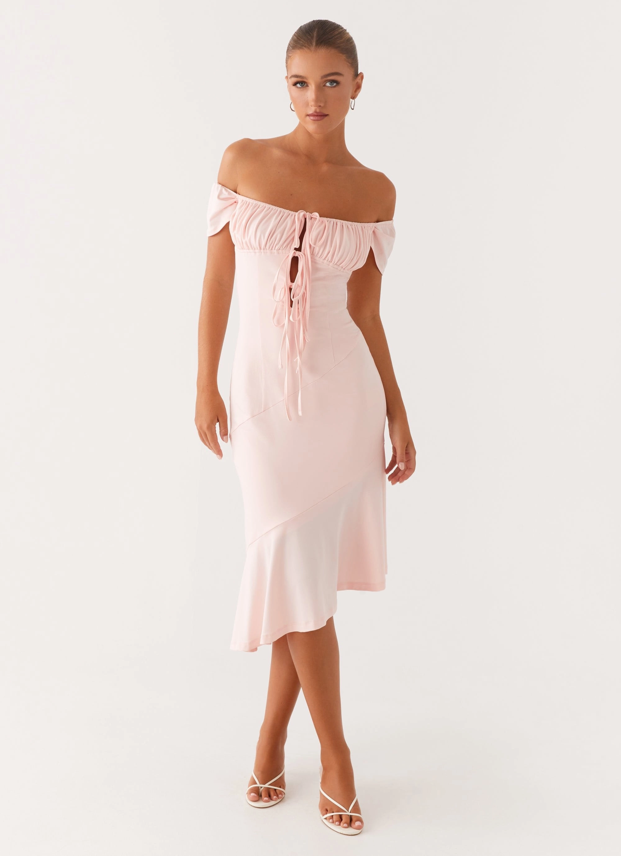 Katherine Midi Dress - Pink Heart Glow