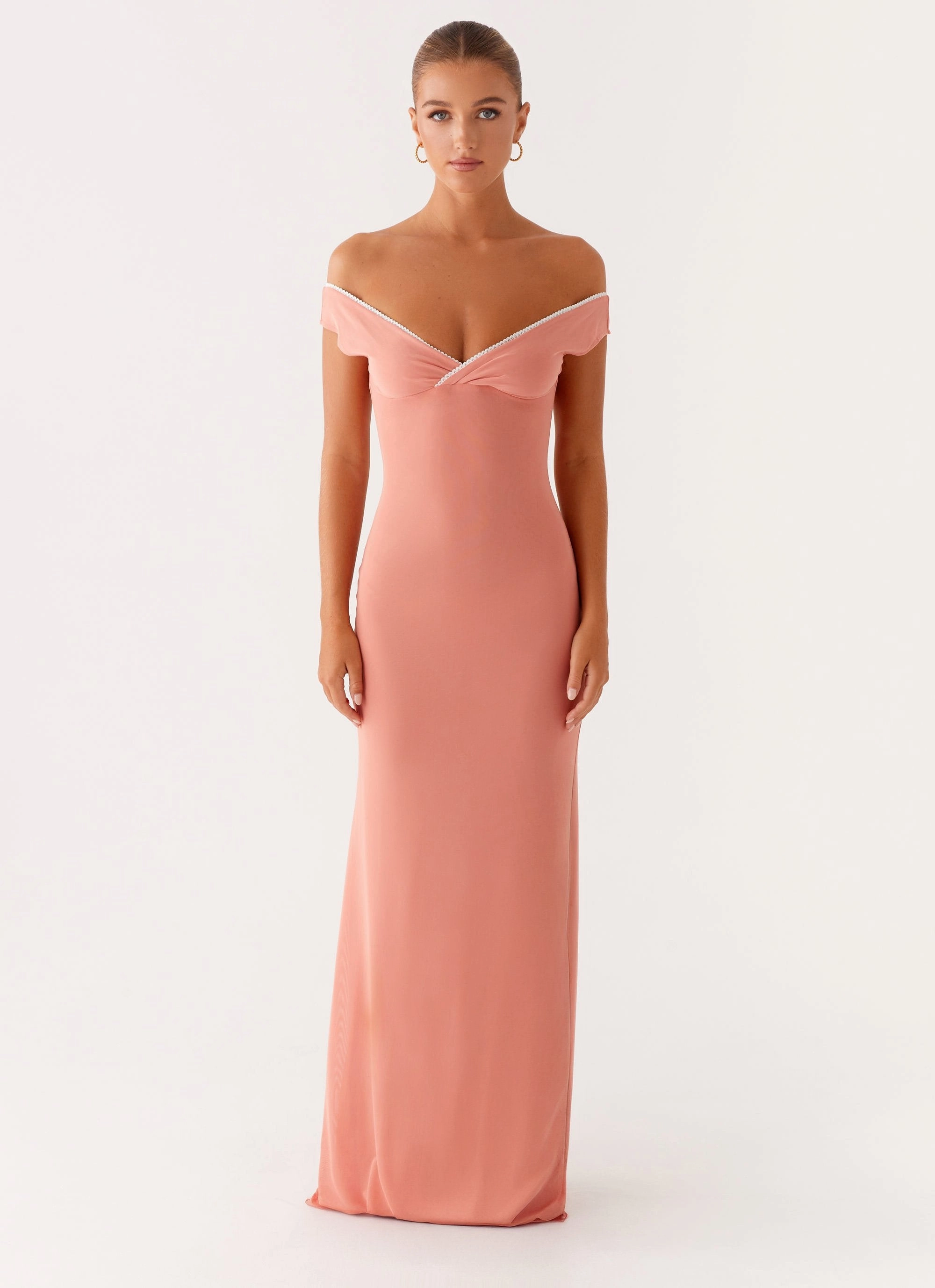 Katiya Maxi Dress - Peach Classic Fit Indoor Event
