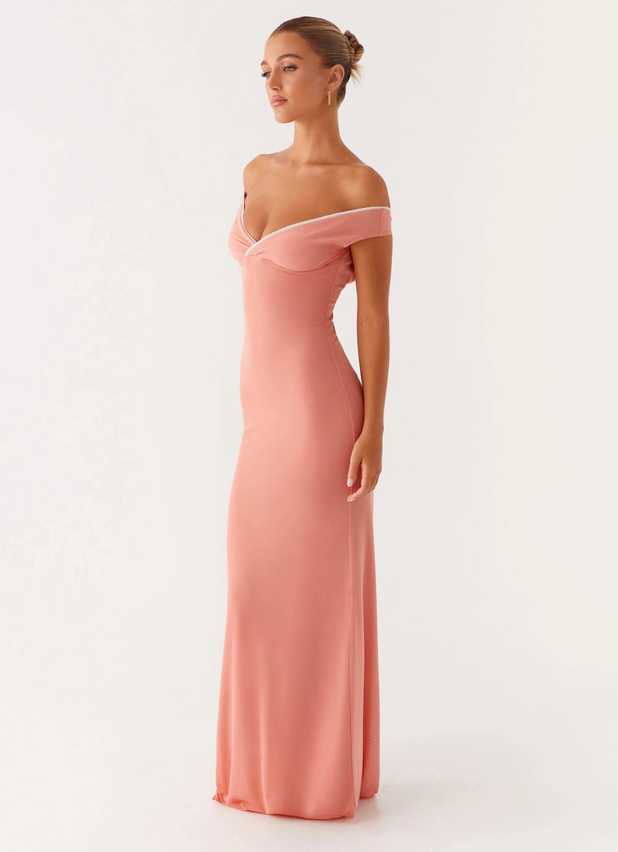 Chic Waistband Design Modern Cut Katiya Maxi Dress - Peach