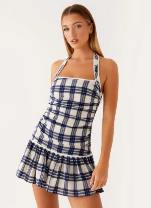 Versatile Outfit Night Out Kaylen Mini Dress - Navy Check Seersucker