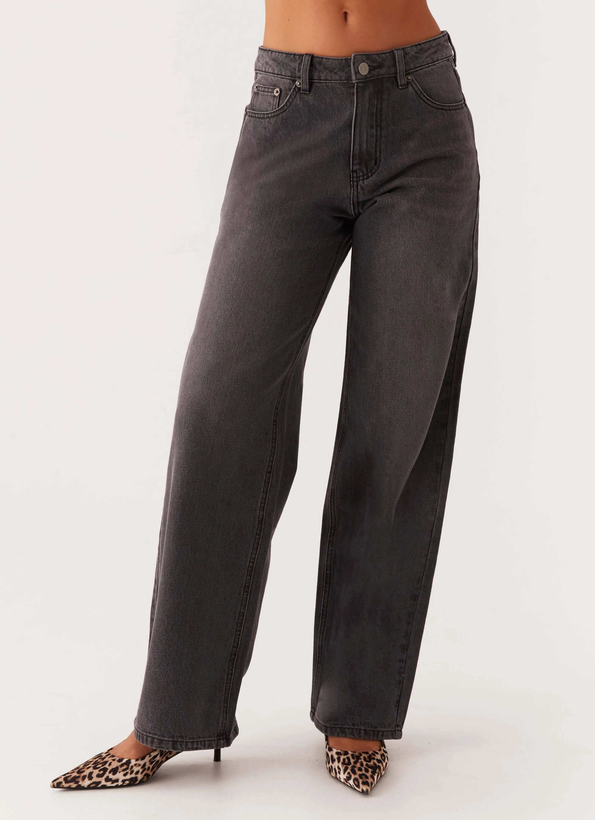 Stretch Ready Padded hips Keanna Low Rise Denim Jeans - Charcoal