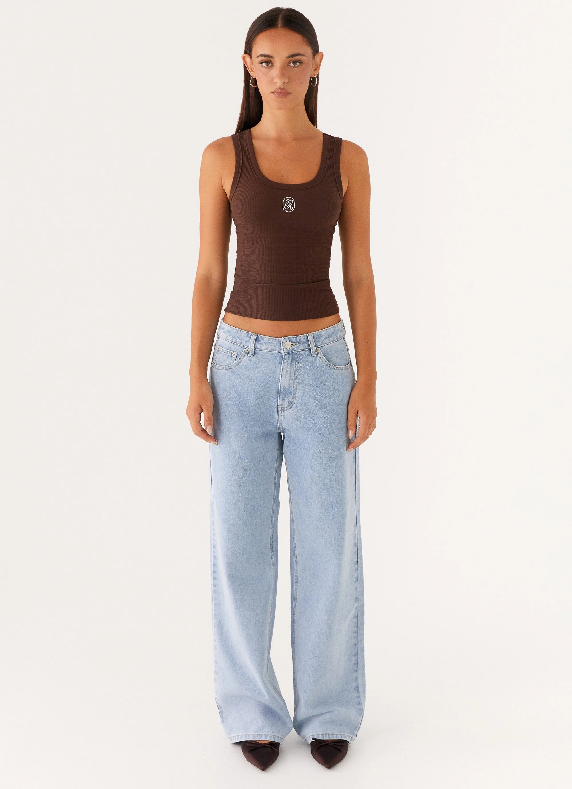 Gusseted Crotch Compact Storage Keanna Low Rise Denim Jeans - Sky