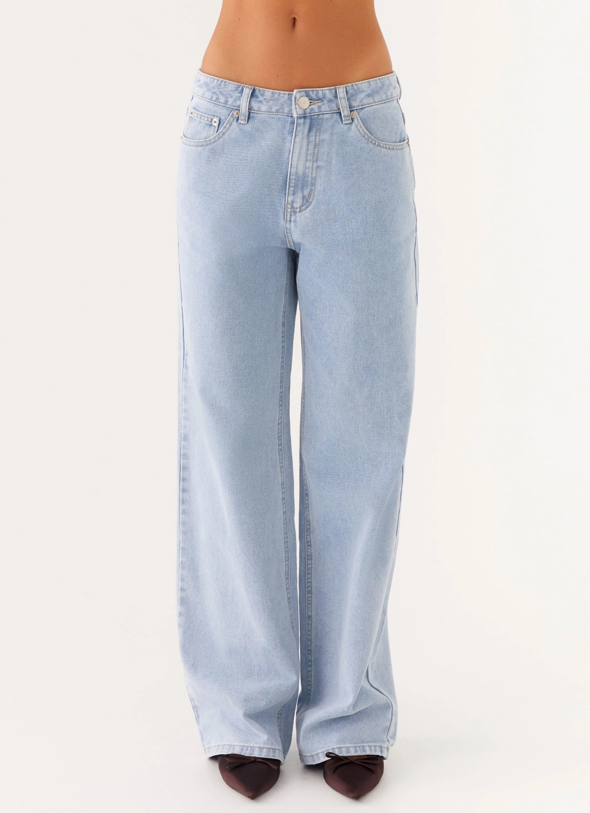 Keanna Low Rise Denim Jeans - Sky StretchWaistband No Gap Waist
