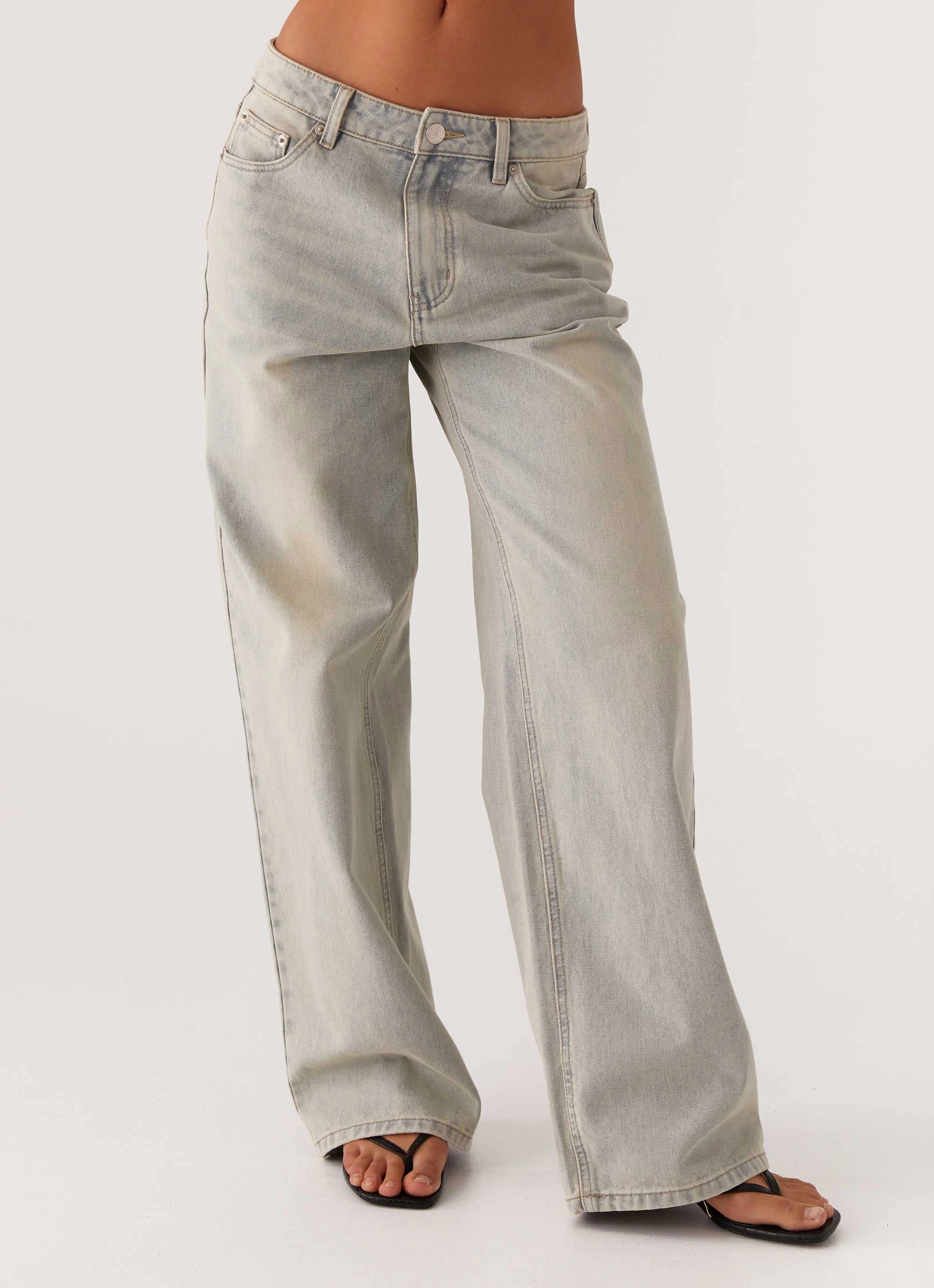 Keanna Low Rise Denim Jeans - Vintage Comfortable Leg Wrinkle Resistant Finish