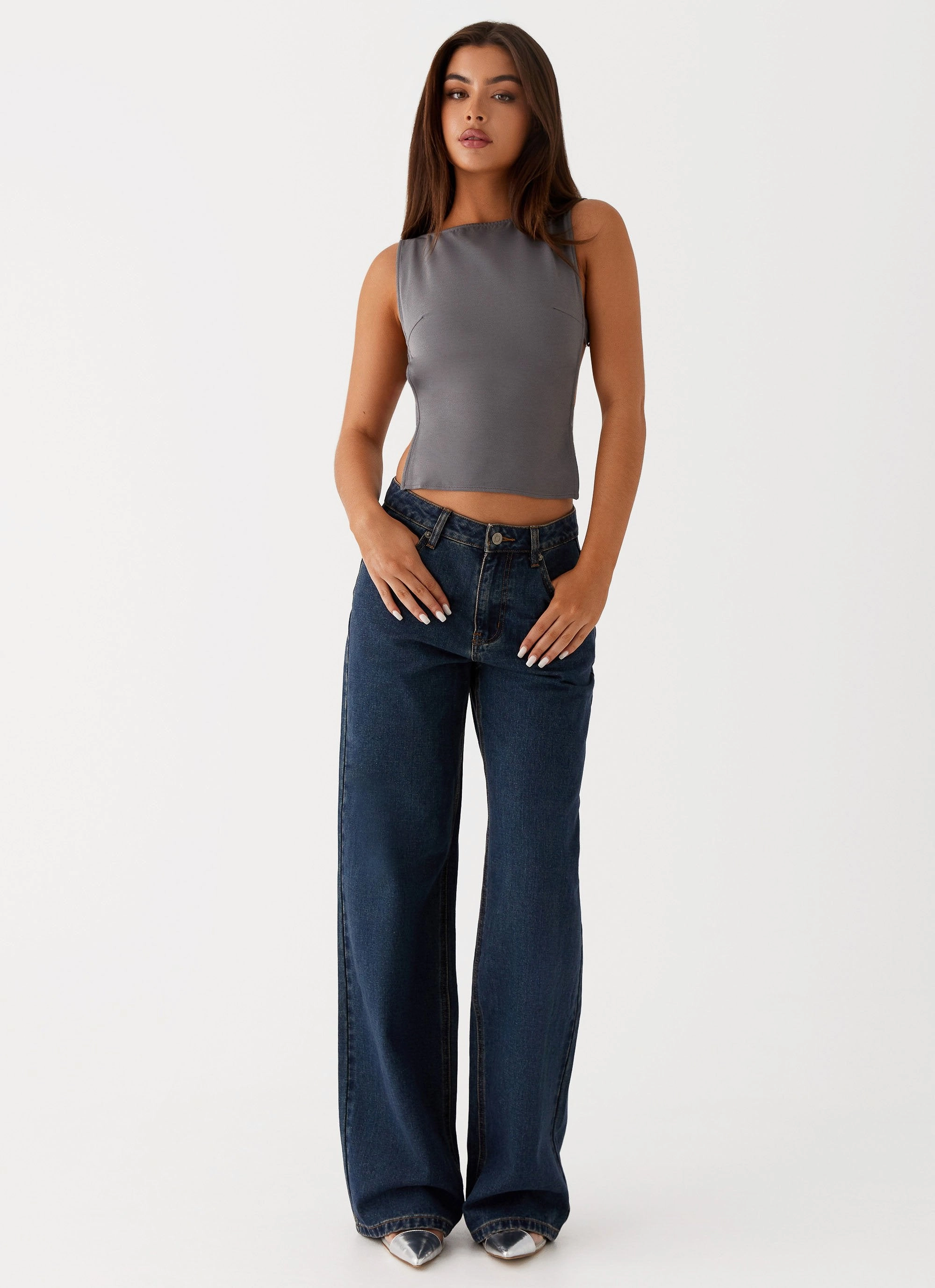 Freedom Motion Keanna Low Rise Denim Jeans - Washed Denim