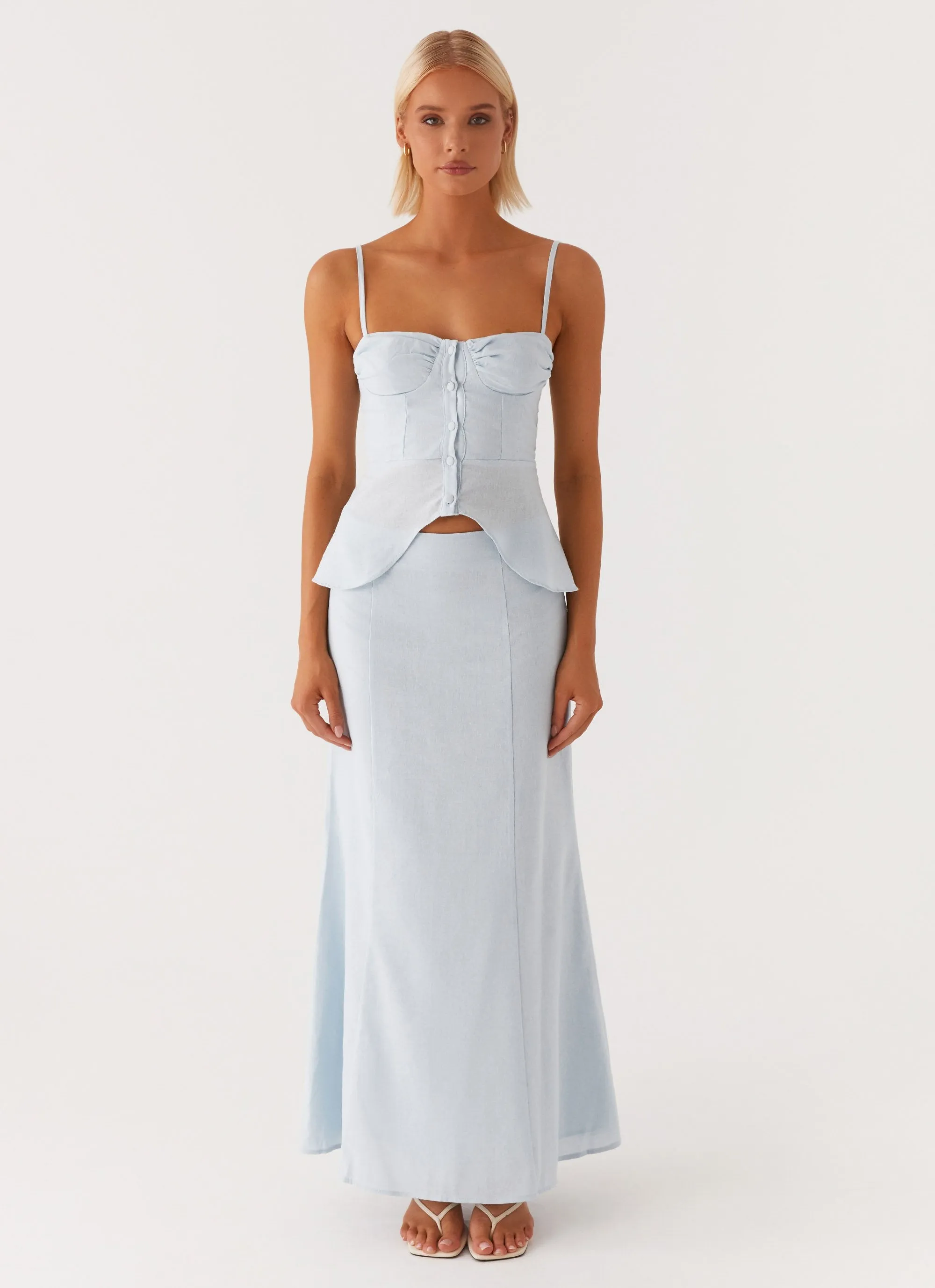 Heritage Brand Push Button Closure Keep Moving Maxi Skirt - Blue