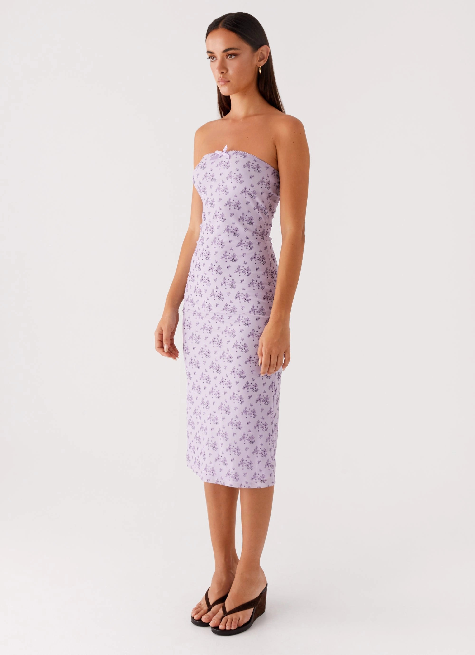 Dinner Outfit Keila Strapless Midi Dress - Lavender Meadow