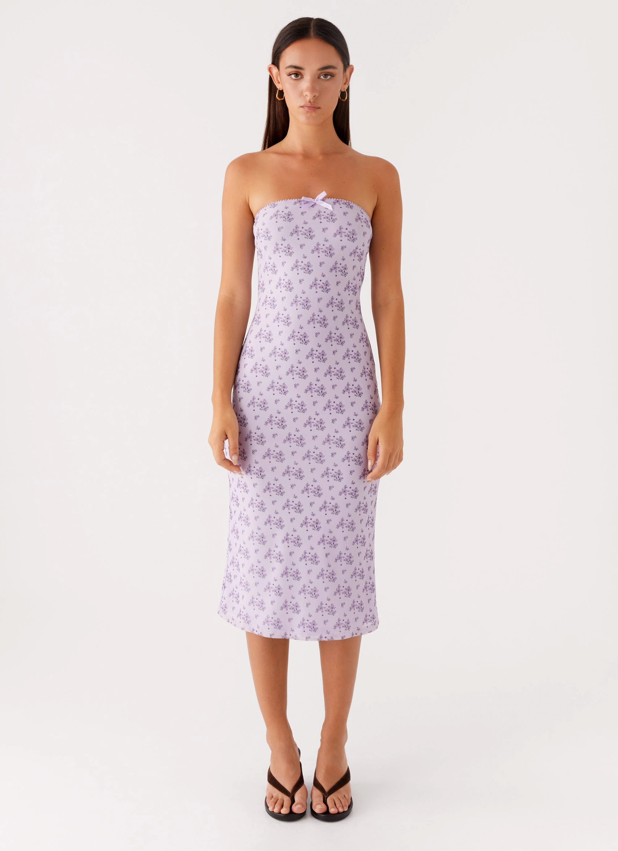 Luxe Mood Brunch Fit Keila Strapless Midi Dress - Lavender Meadow