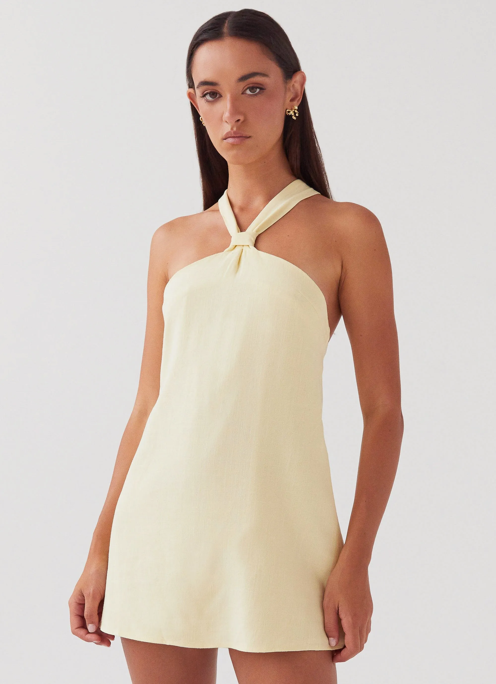 Keira Linen Mini Dress - Lemon Breathable Underarm Vents
