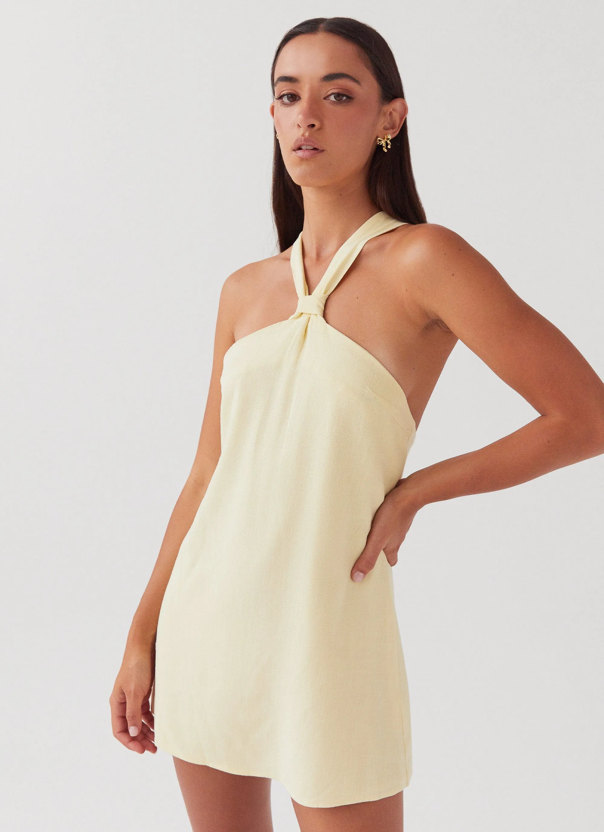 Indoor Comfort Bold Graphics Keira Linen Mini Dress - Lemon