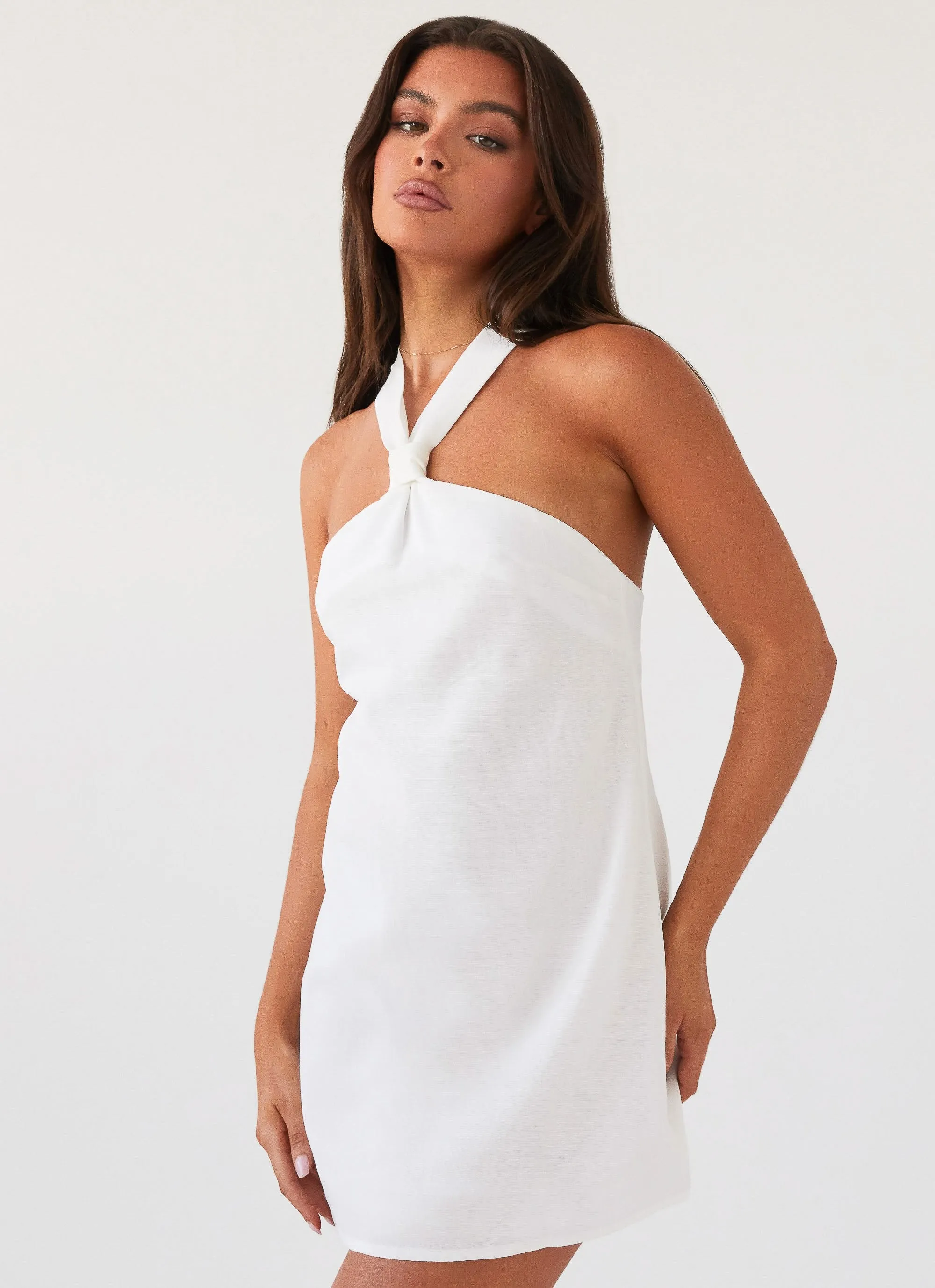 Multipurpose Utility Soft Touch Keira Linen Mini Dress - White