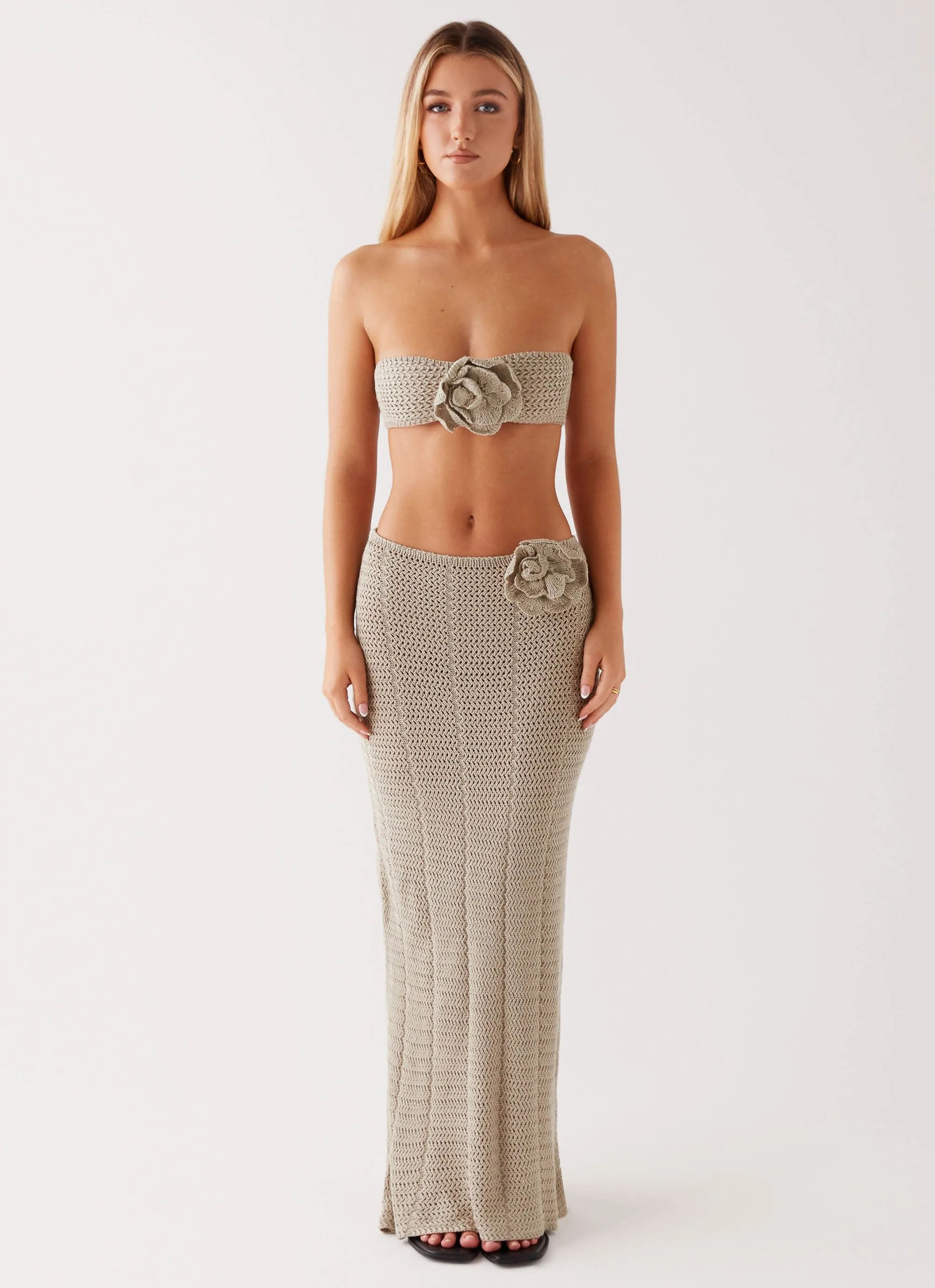 Daily Favorite Kelcie Rose Crochet Maxi Skirt - Sage