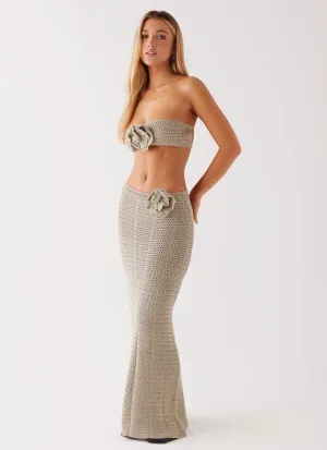 Kelcie Rose Crochet Maxi Skirt - Sage UV resistant Contemporary Mood Ruching Details Kelcie Rose Crochet Maxi Skirt - Sage
