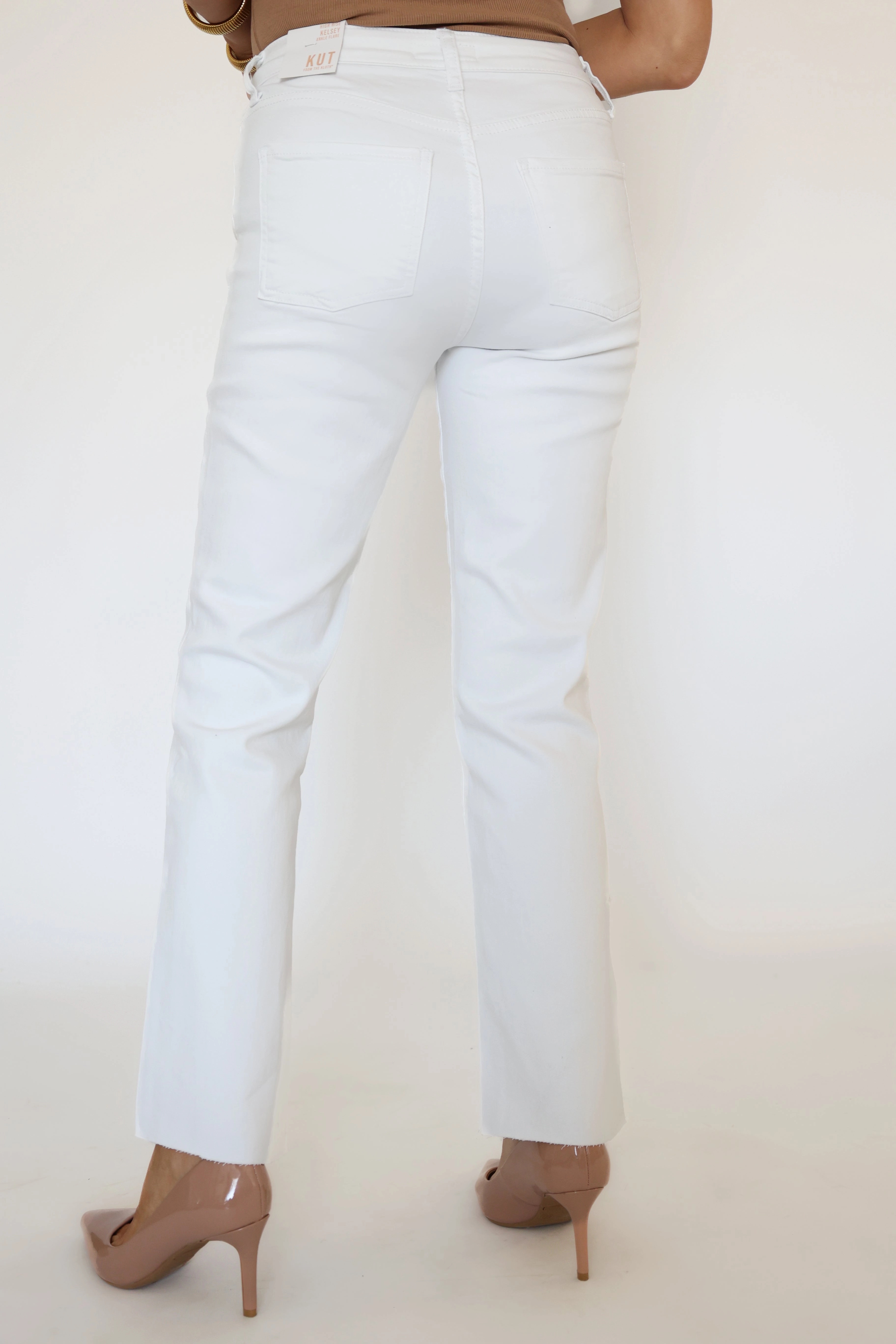 Kelsey High Rise Ankle Flare Jeans -Optic White Everyday Fashion SlimFitAdaptation