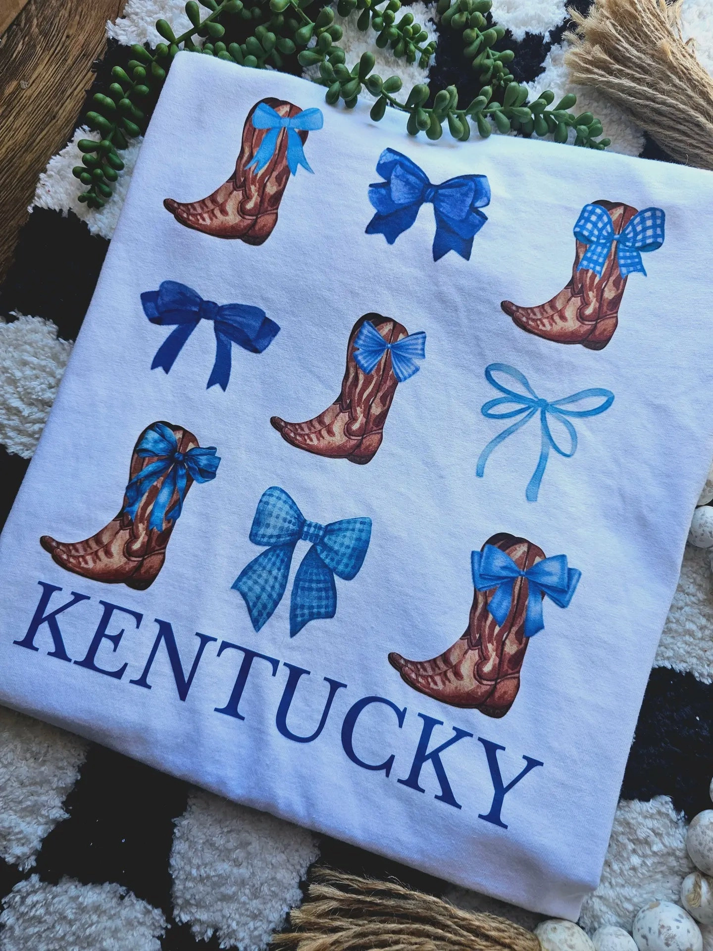 Simple Pullover Daily Wear Kentucky Boots & Bows T-shirt