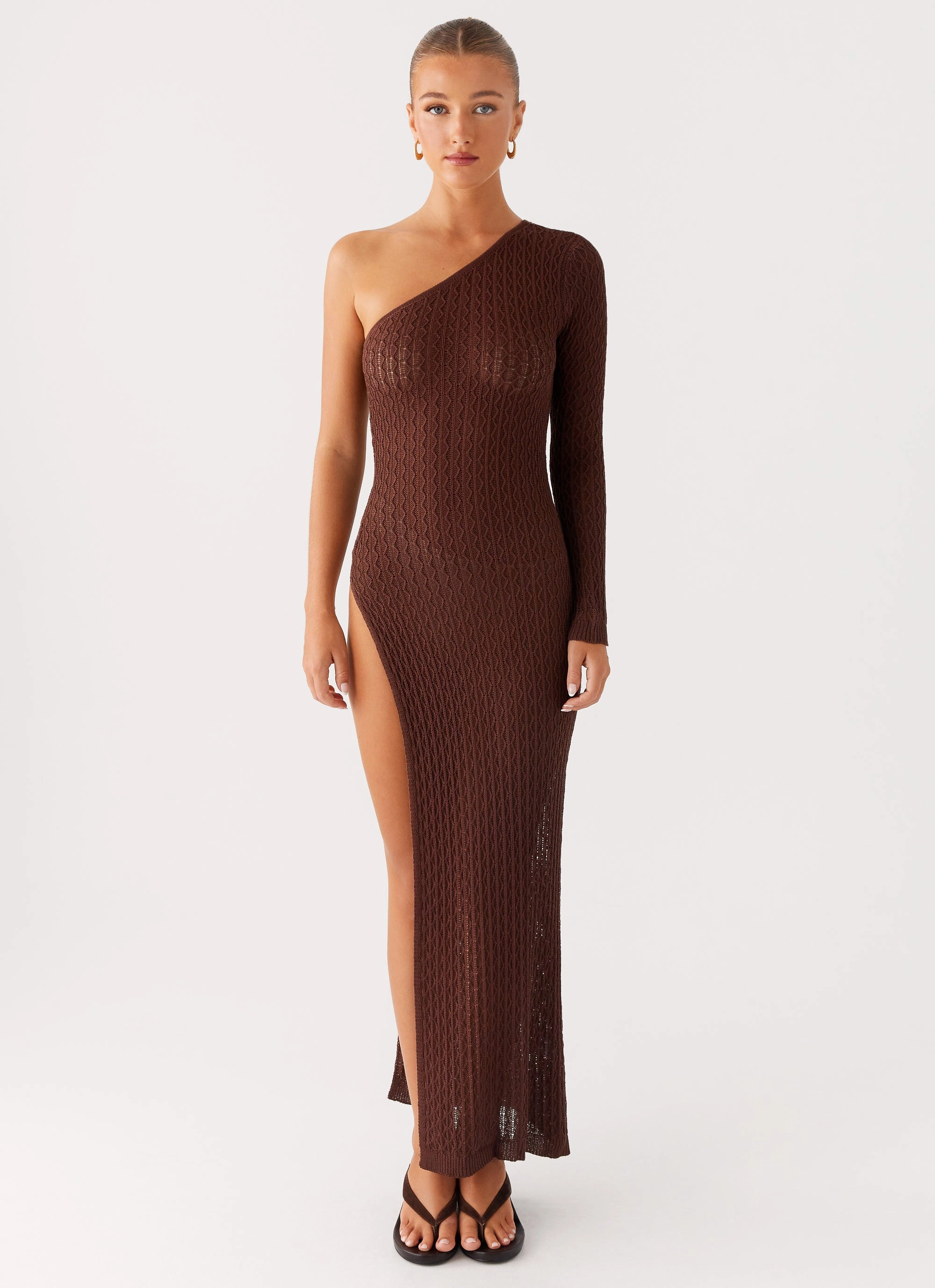 Sleek Cut MoldResistantTexture Kerri Knit Maxi Dress - Dark Chocolate