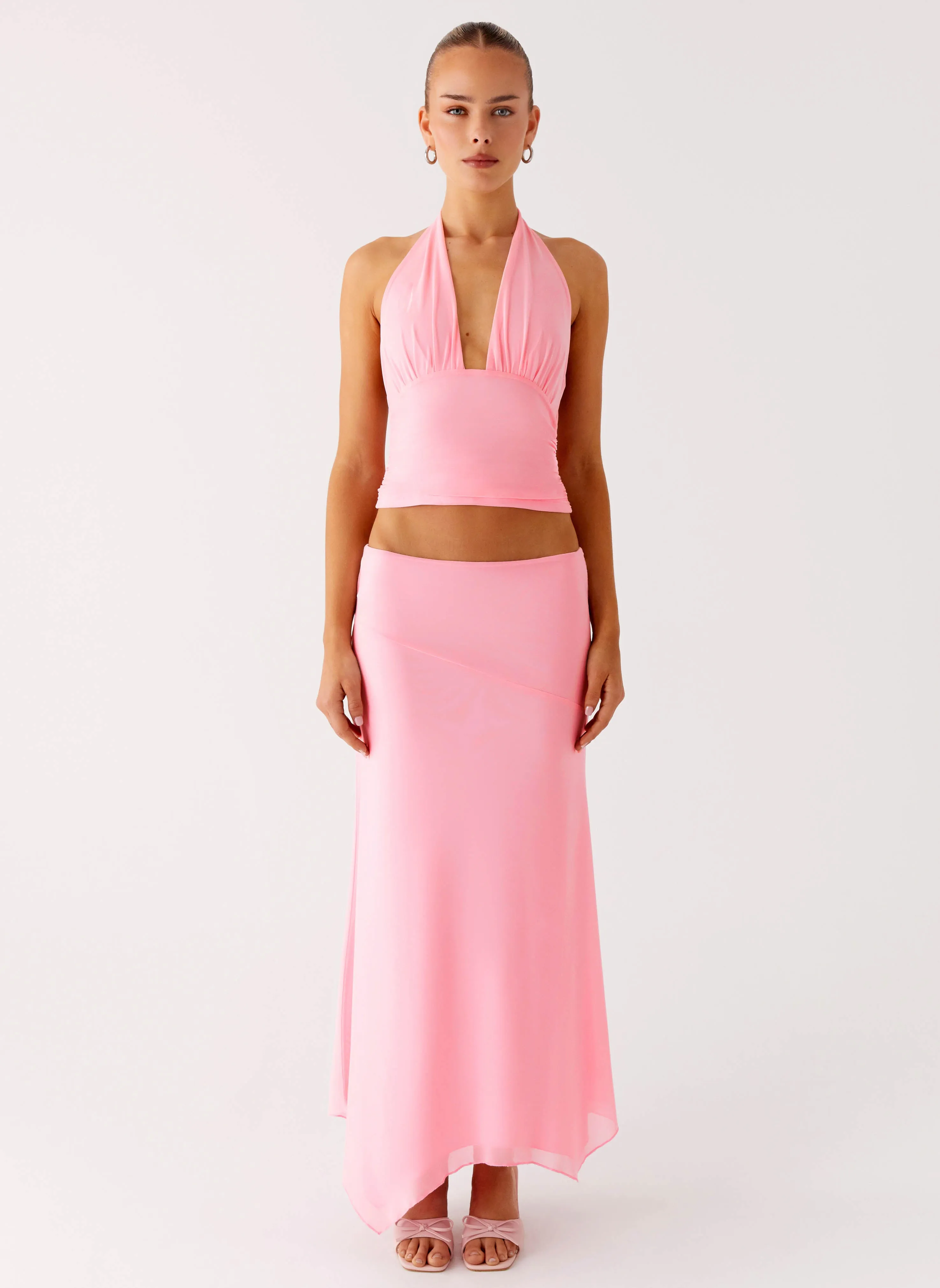 garden party Simple Look Kerrie Hanky Midi Skirt - Baby Pink