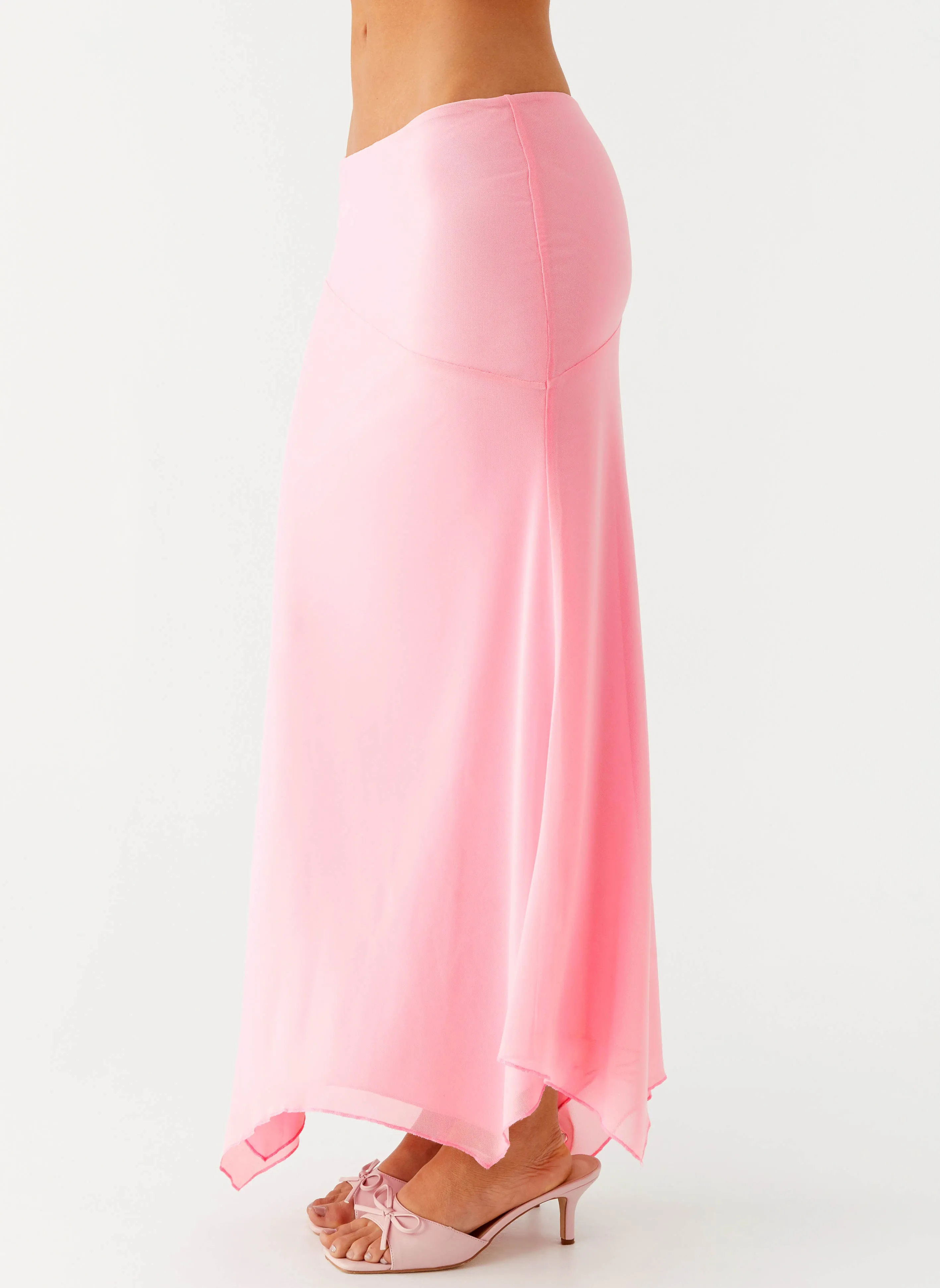 Kerrie Hanky Midi Skirt - Baby Pink Sleek Flow